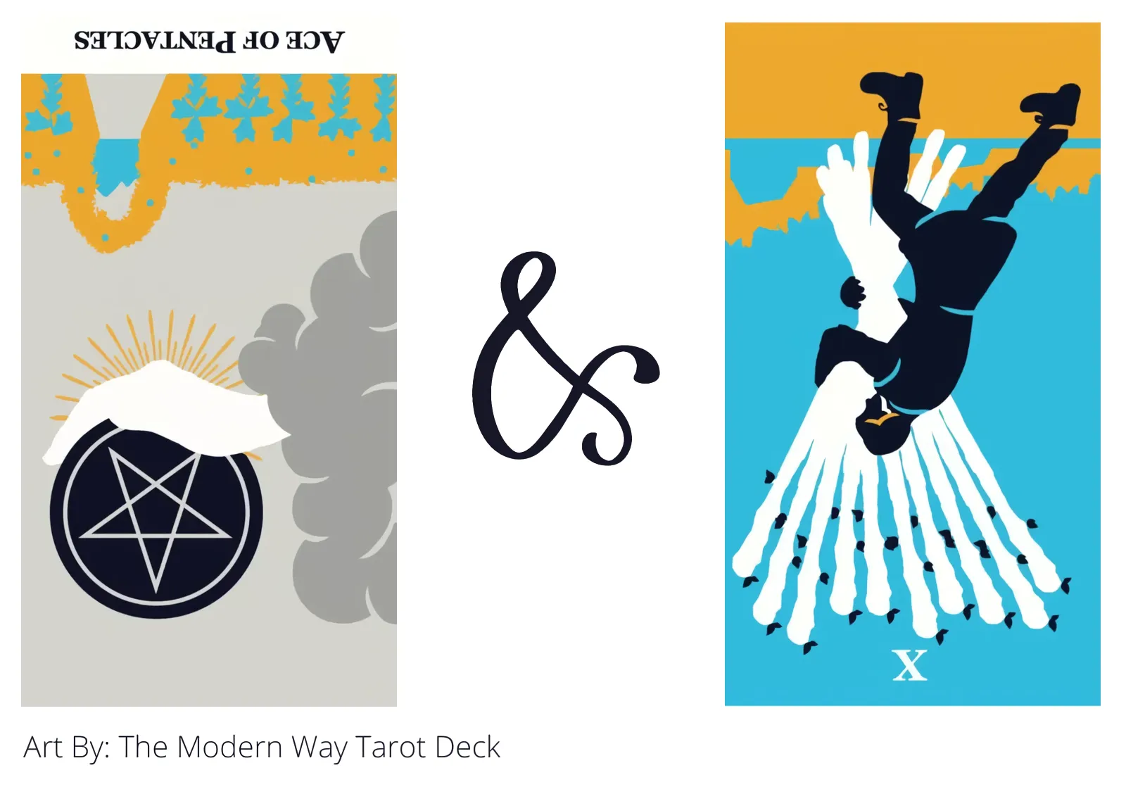 ace of pentacles reversed and ten of wands reversed tarot cards together