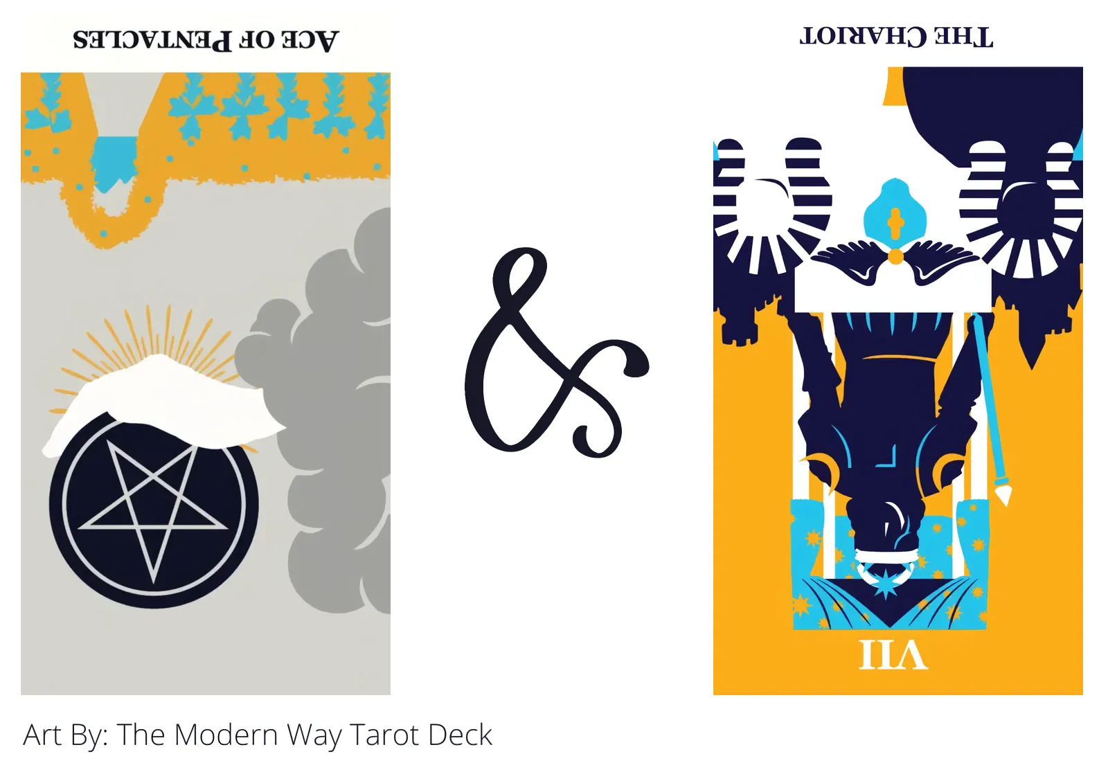 ace of pentacles reversed and the chariot reversed tarot cards together