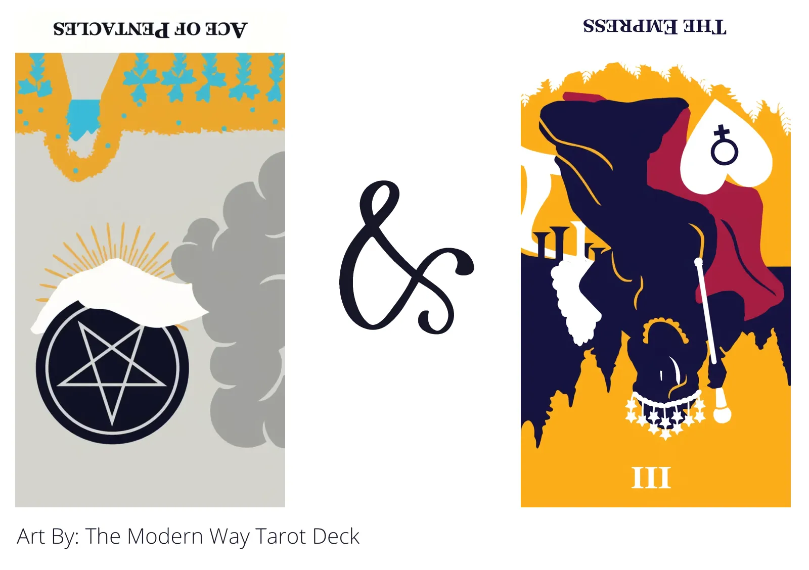 ace of pentacles reversed and the empress reversed tarot cards together