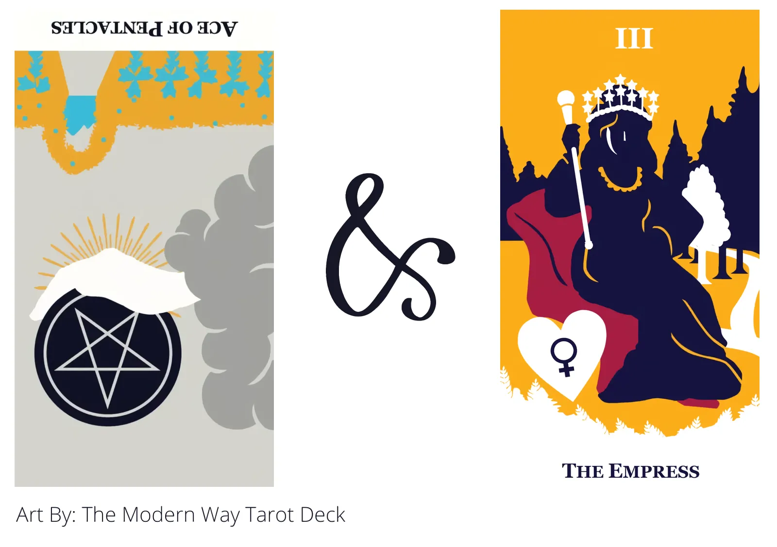 ace of pentacles reversed and the empress tarot cards together