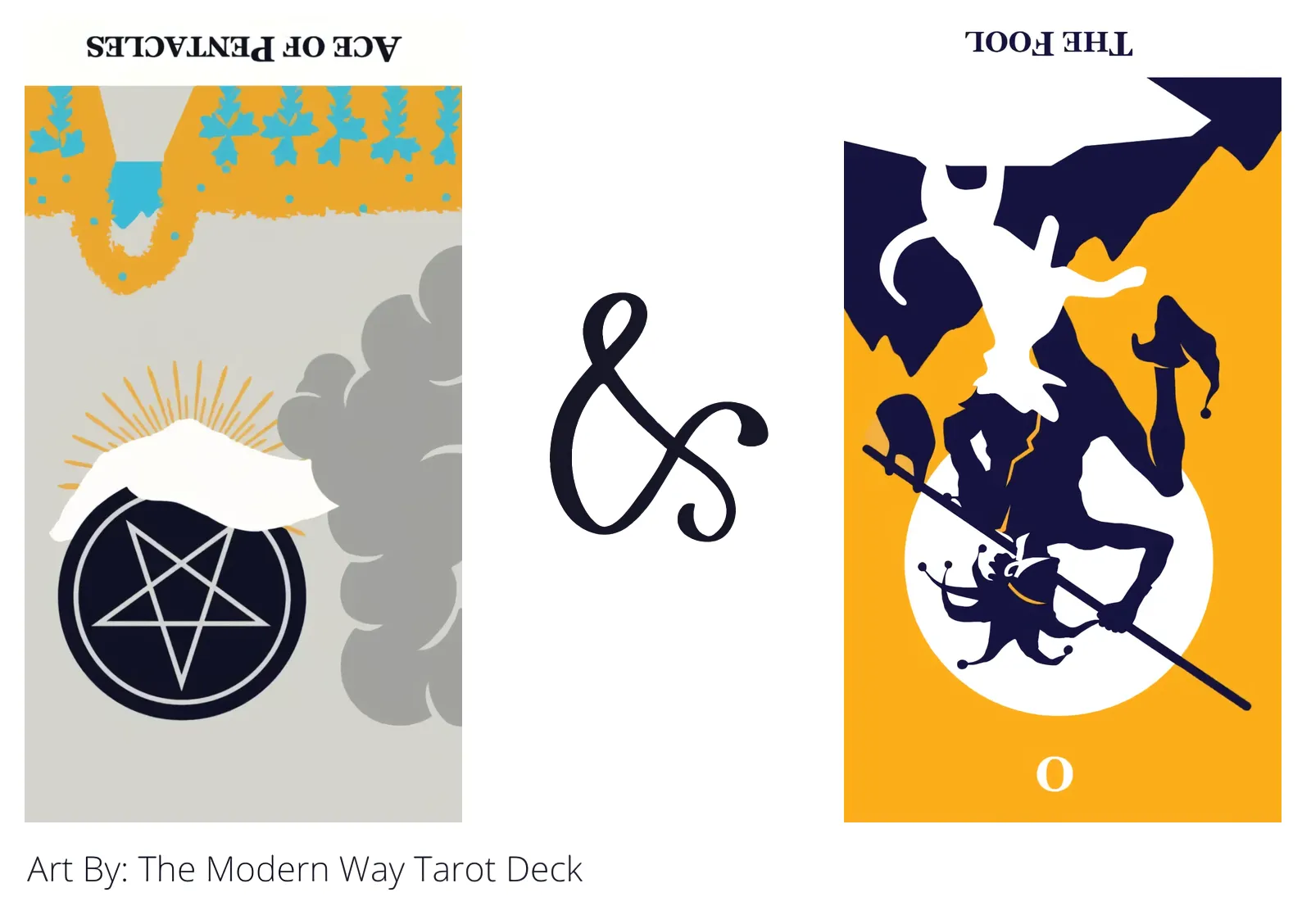 ace of pentacles reversed and the fool reversed tarot cards together