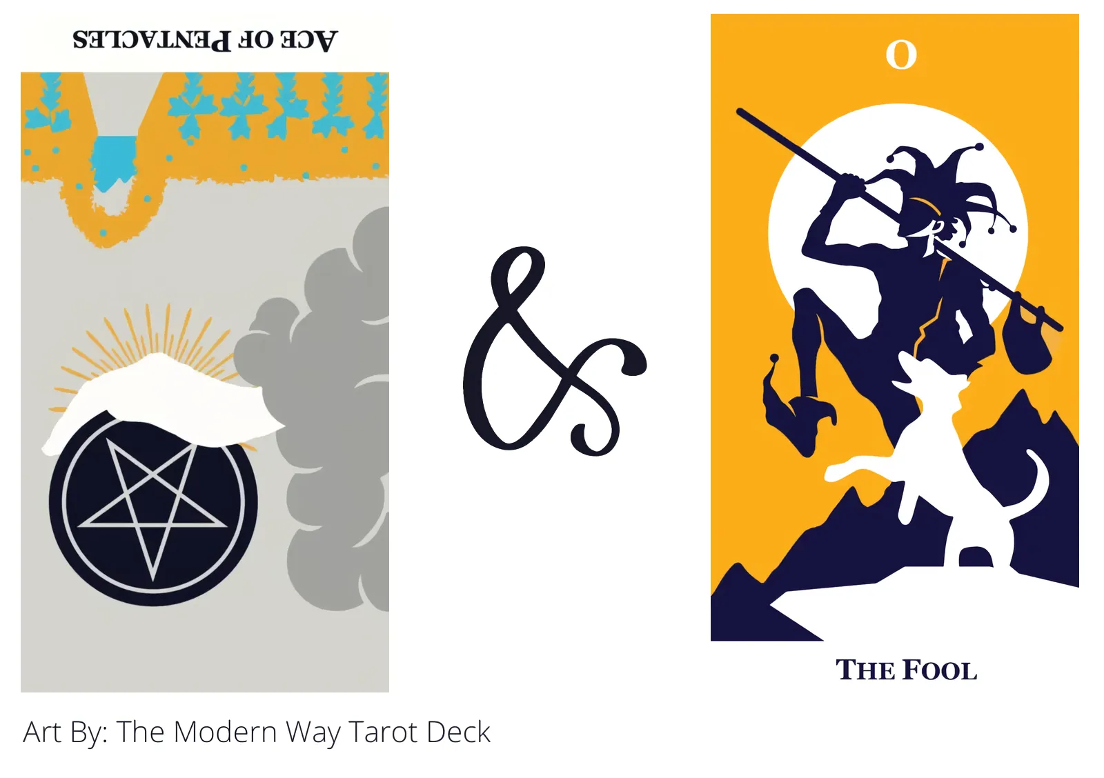 ace of pentacles reversed and the fool tarot cards together