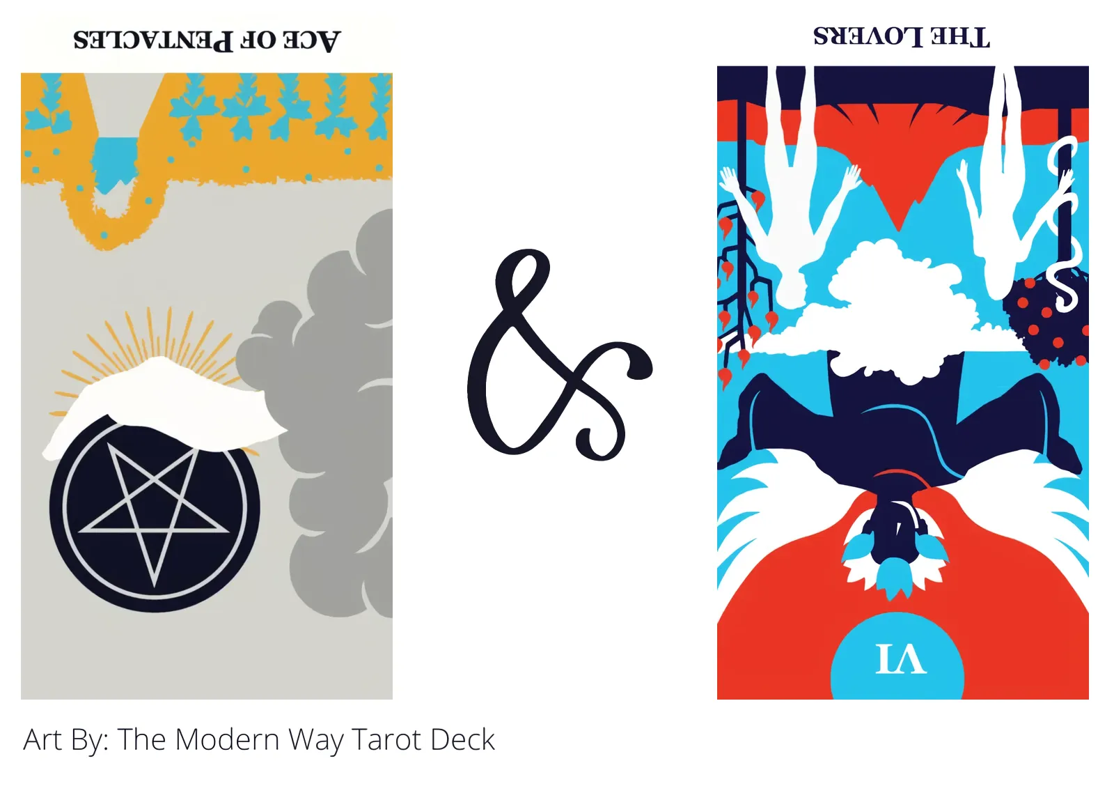ace of pentacles reversed and the lovers reversed tarot cards together