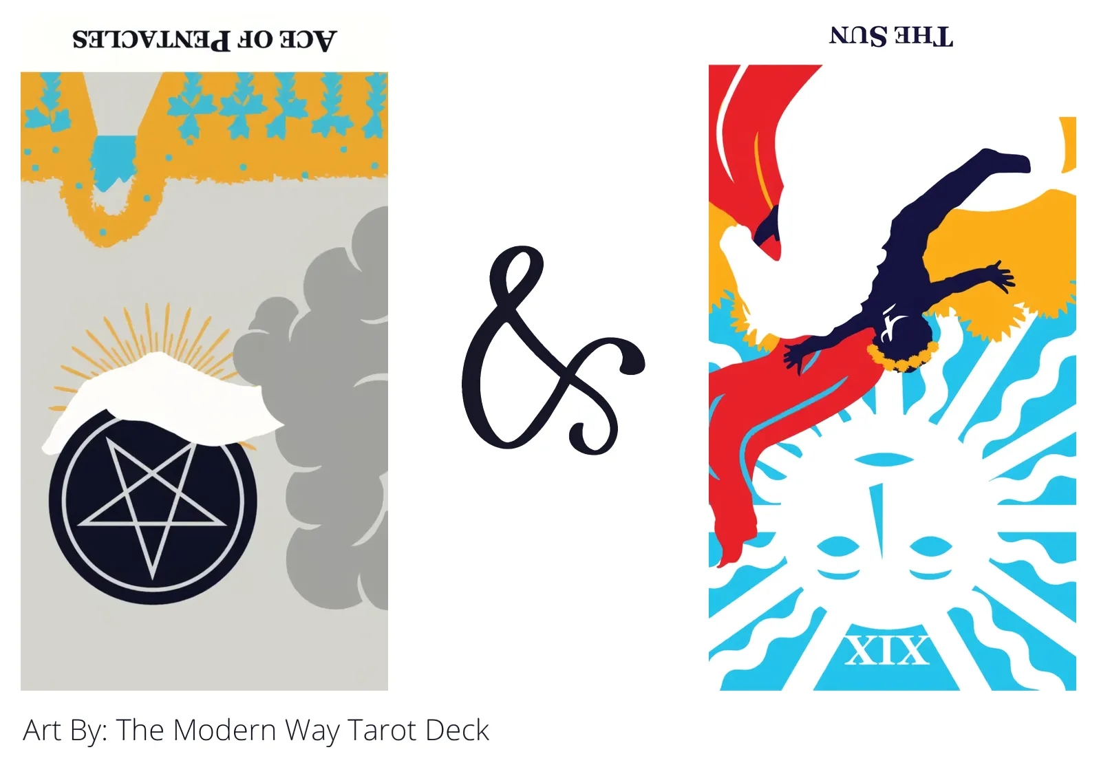 ace of pentacles reversed and the sun reversed tarot cards together