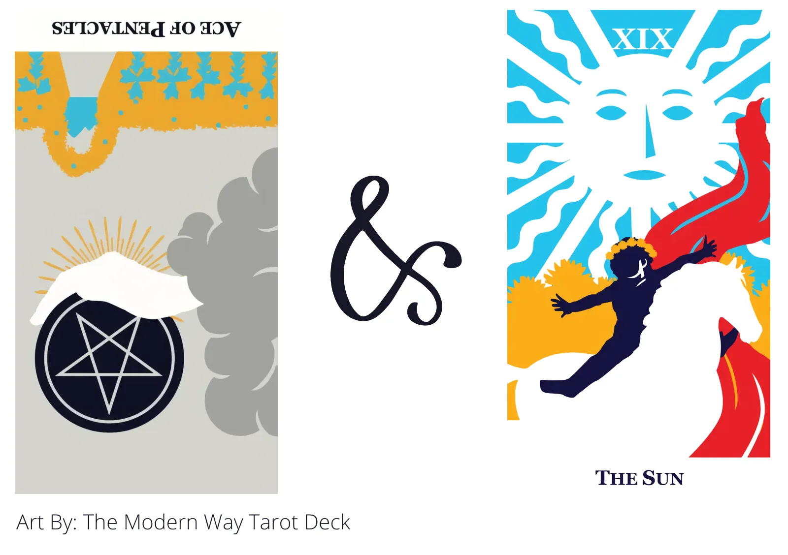 ace of pentacles reversed and the sun tarot cards together