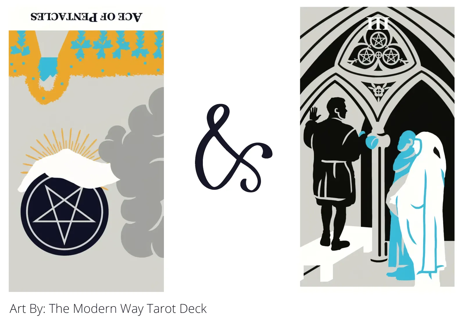 ace of pentacles reversed and three of pentacles tarot cards together