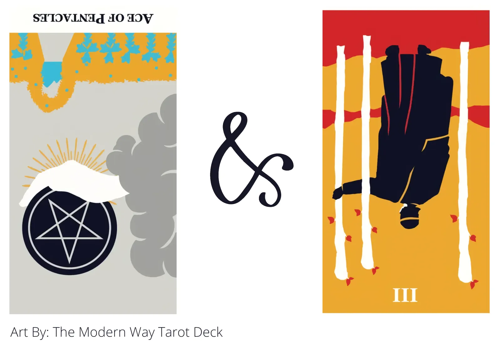 ace of pentacles reversed and three of wands reversed tarot cards together