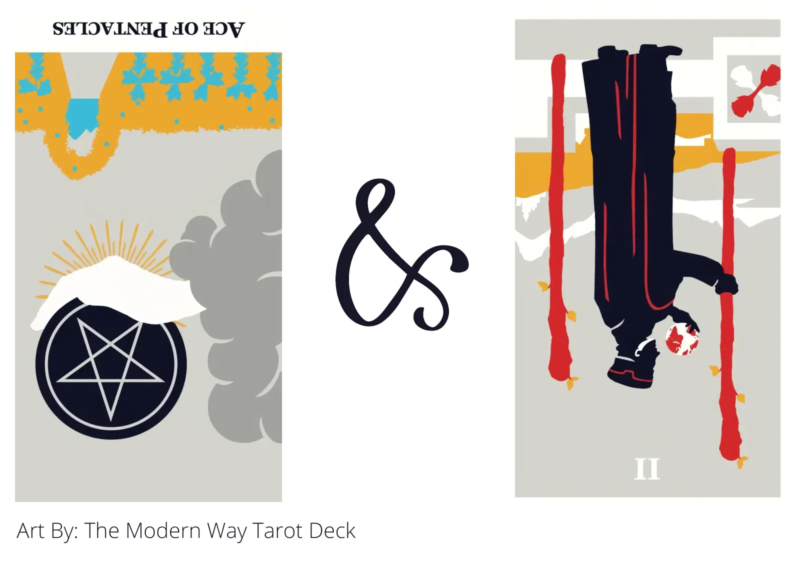 ace of pentacles reversed and two of wands reversed tarot cards together