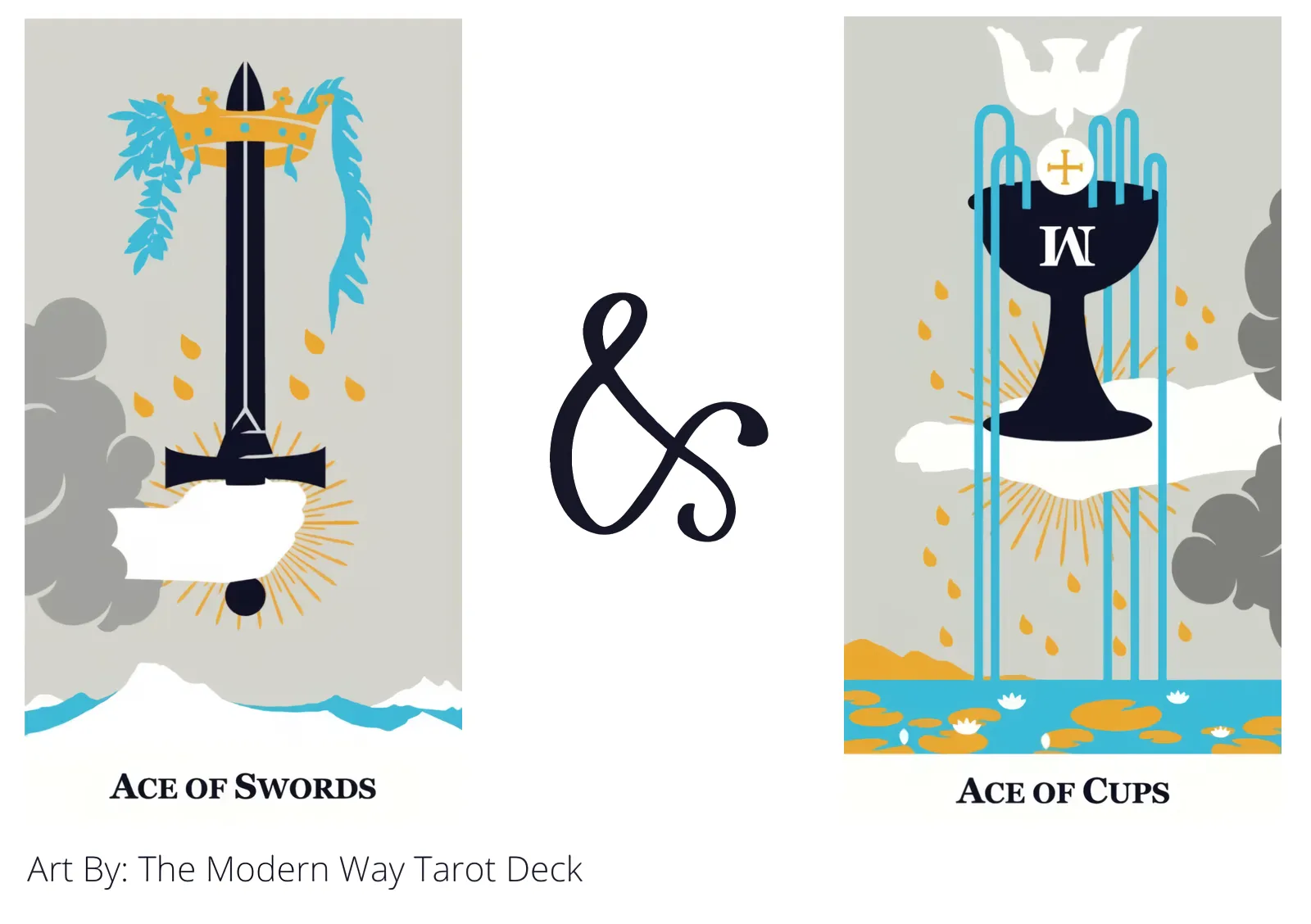 ace of swords and ace of cups tarot cards together