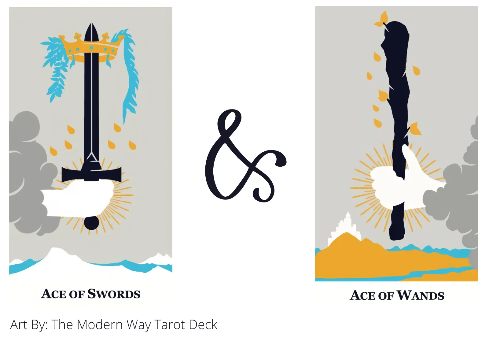 ace of swords and ace of wands tarot cards together