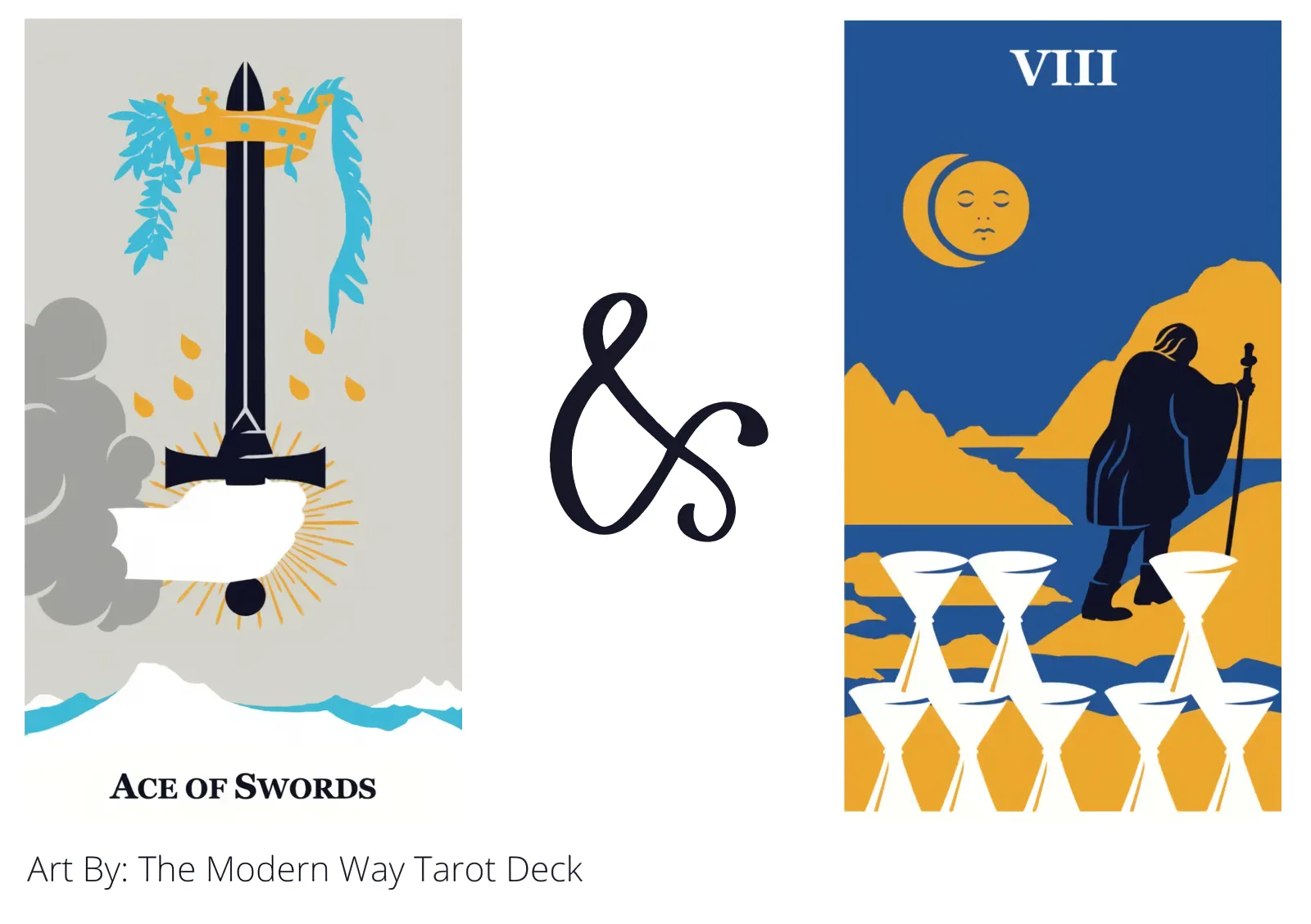 ace of swords and eight of cups tarot cards together