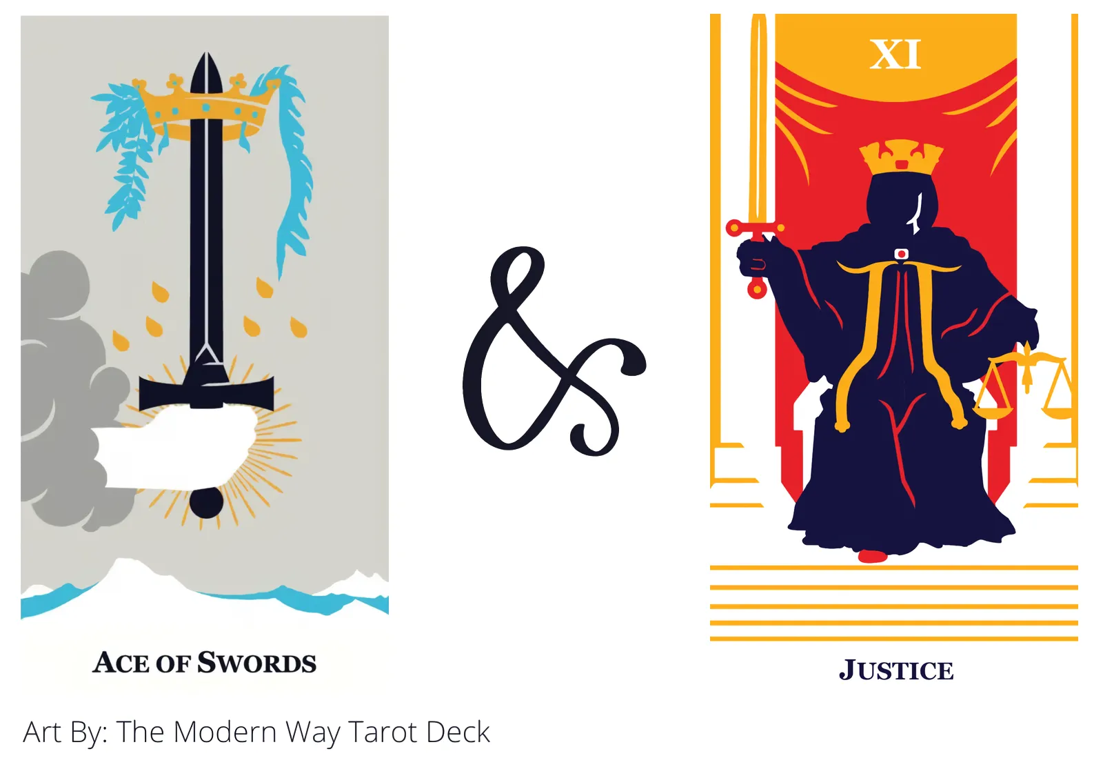 ace of swords and justice tarot cards together