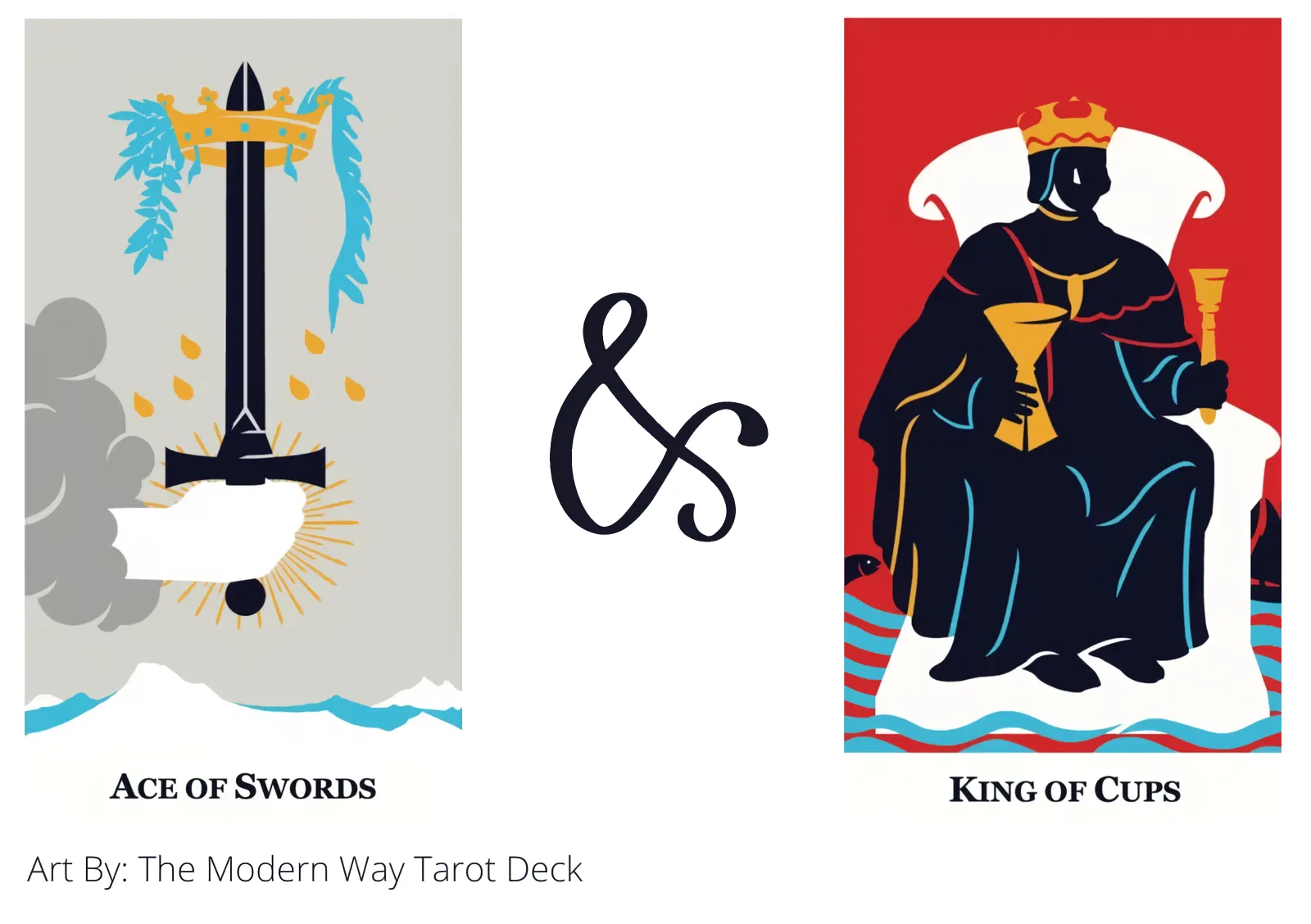 ace of swords and king of cups tarot cards together