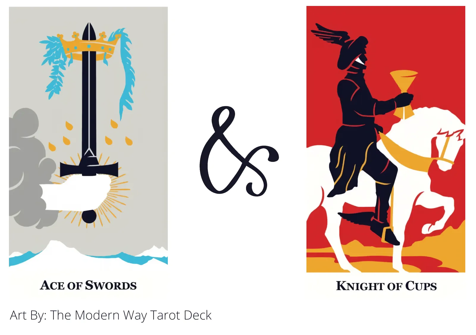 ace of swords and knight of cups tarot cards together
