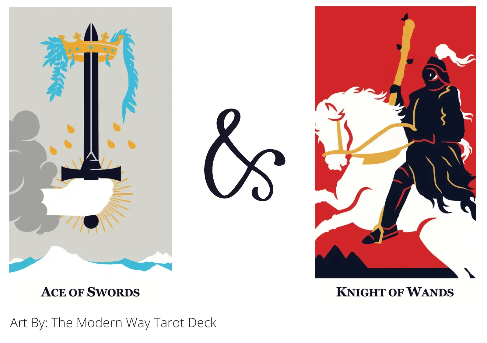 ace of swords and knight of wands tarot cards together