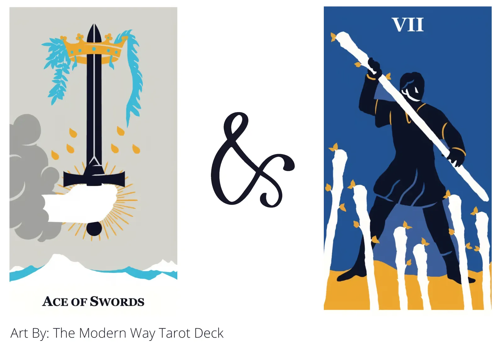 ace of swords and seven of wands tarot cards together