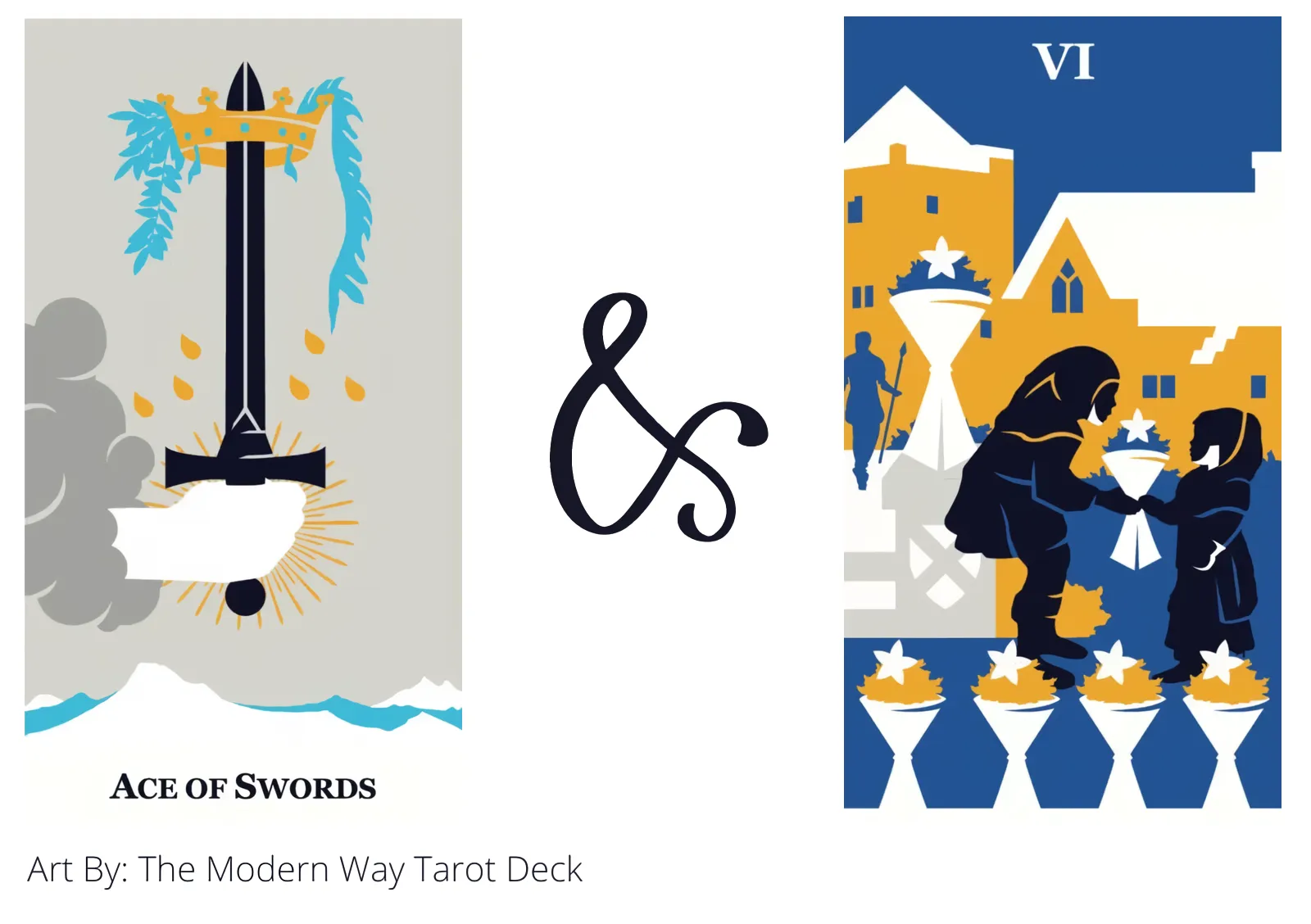 ace of swords and six of cups tarot cards together