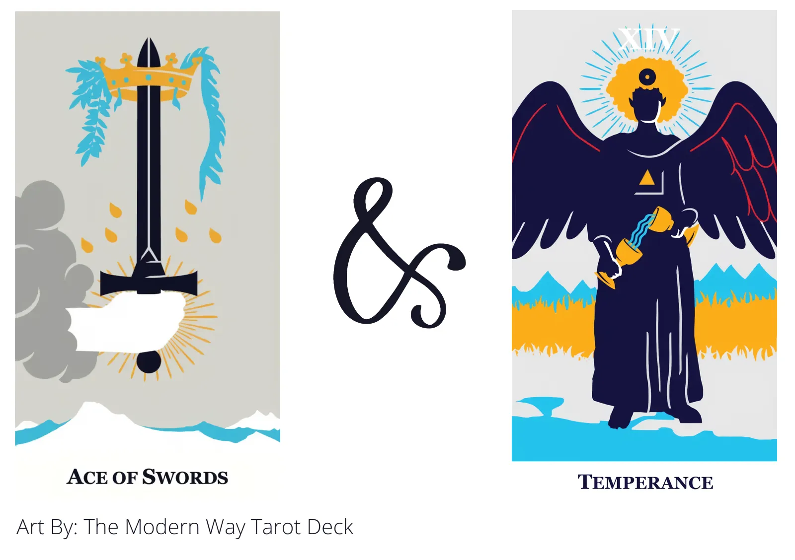 ace of swords and temperance tarot cards together