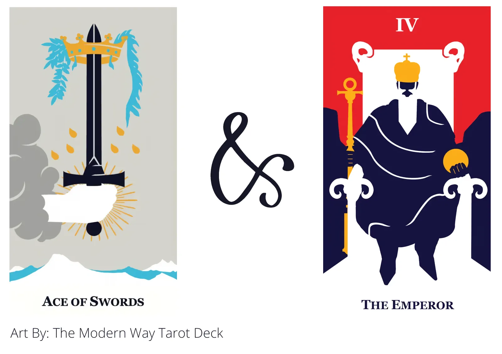 ace of swords and the emperor tarot cards together