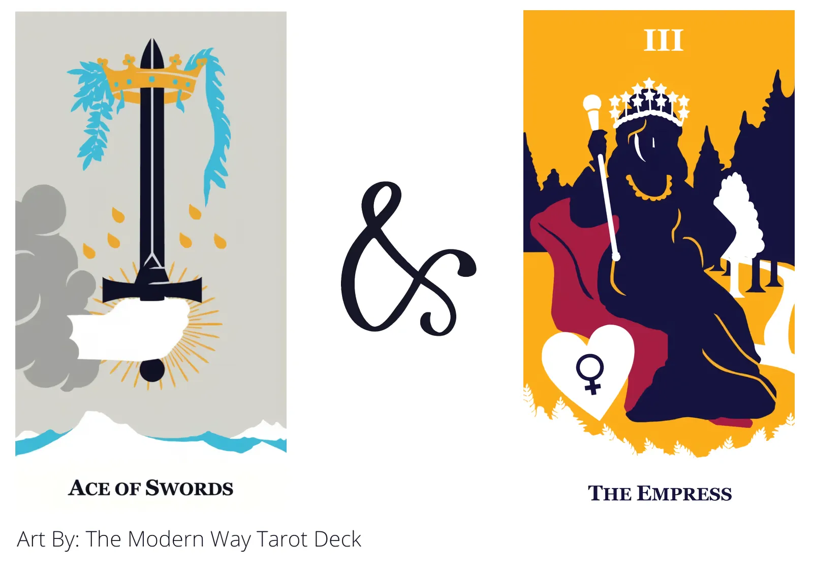 ace of swords and the empress tarot cards together