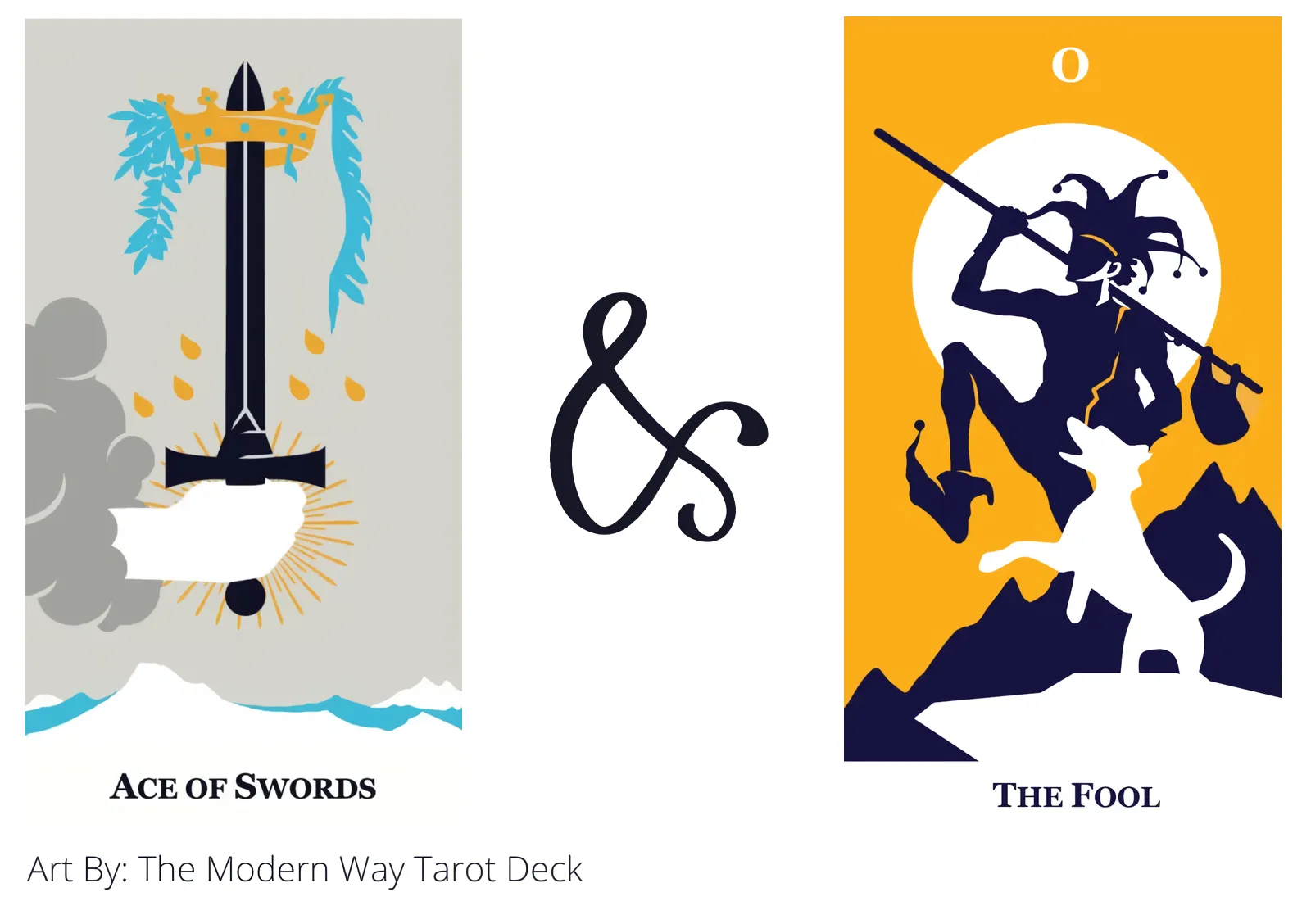 ace of swords and the fool tarot cards together