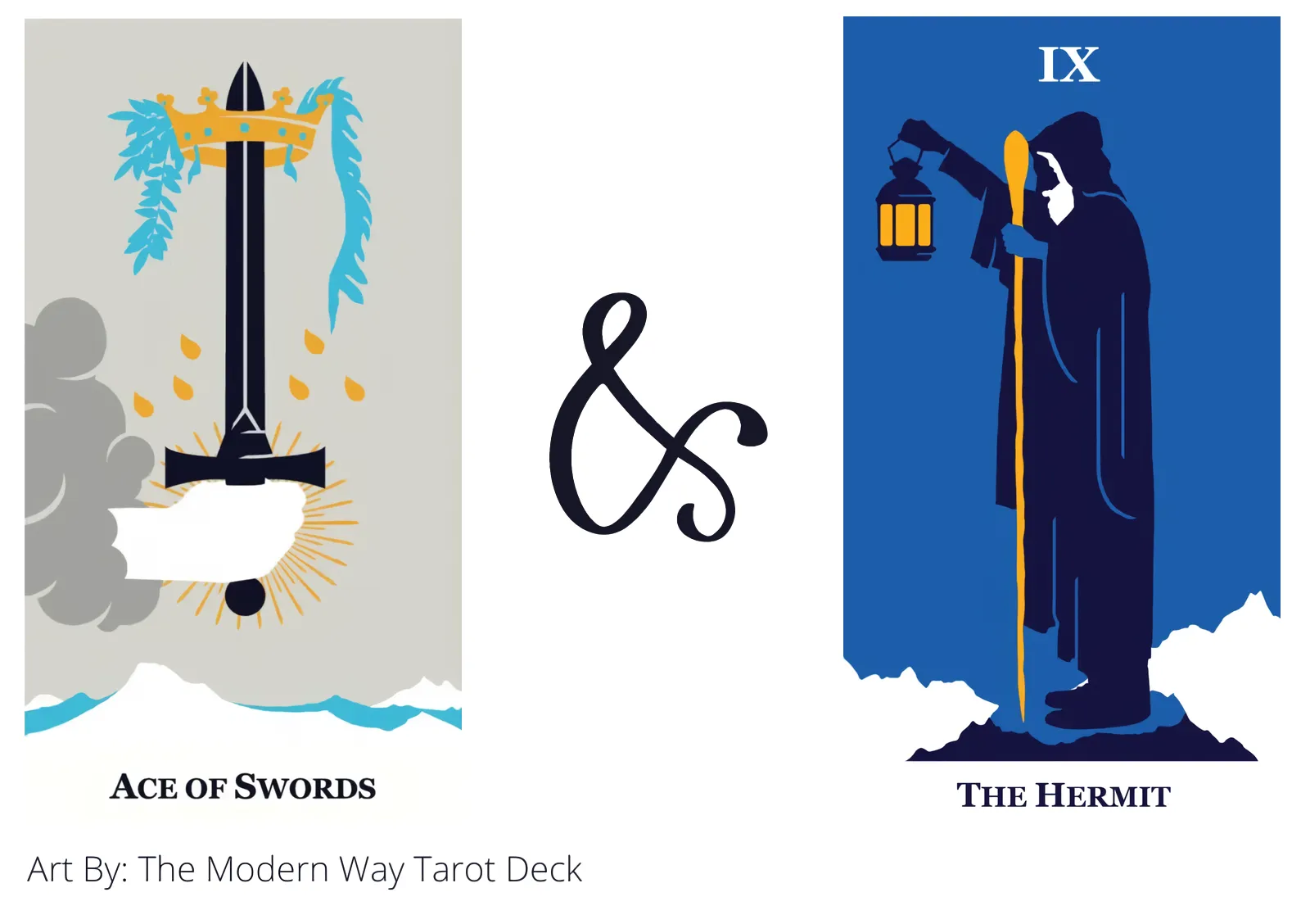 ace of swords and the hermit tarot cards together