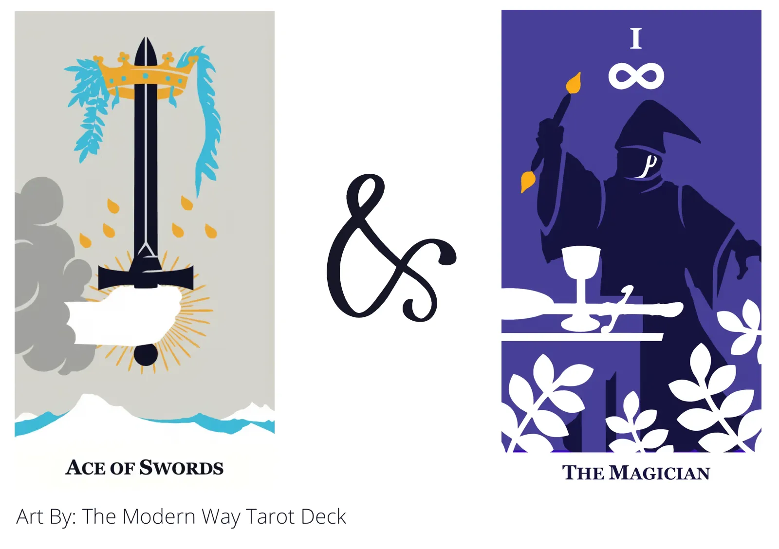 ace of swords and the magician tarot cards together