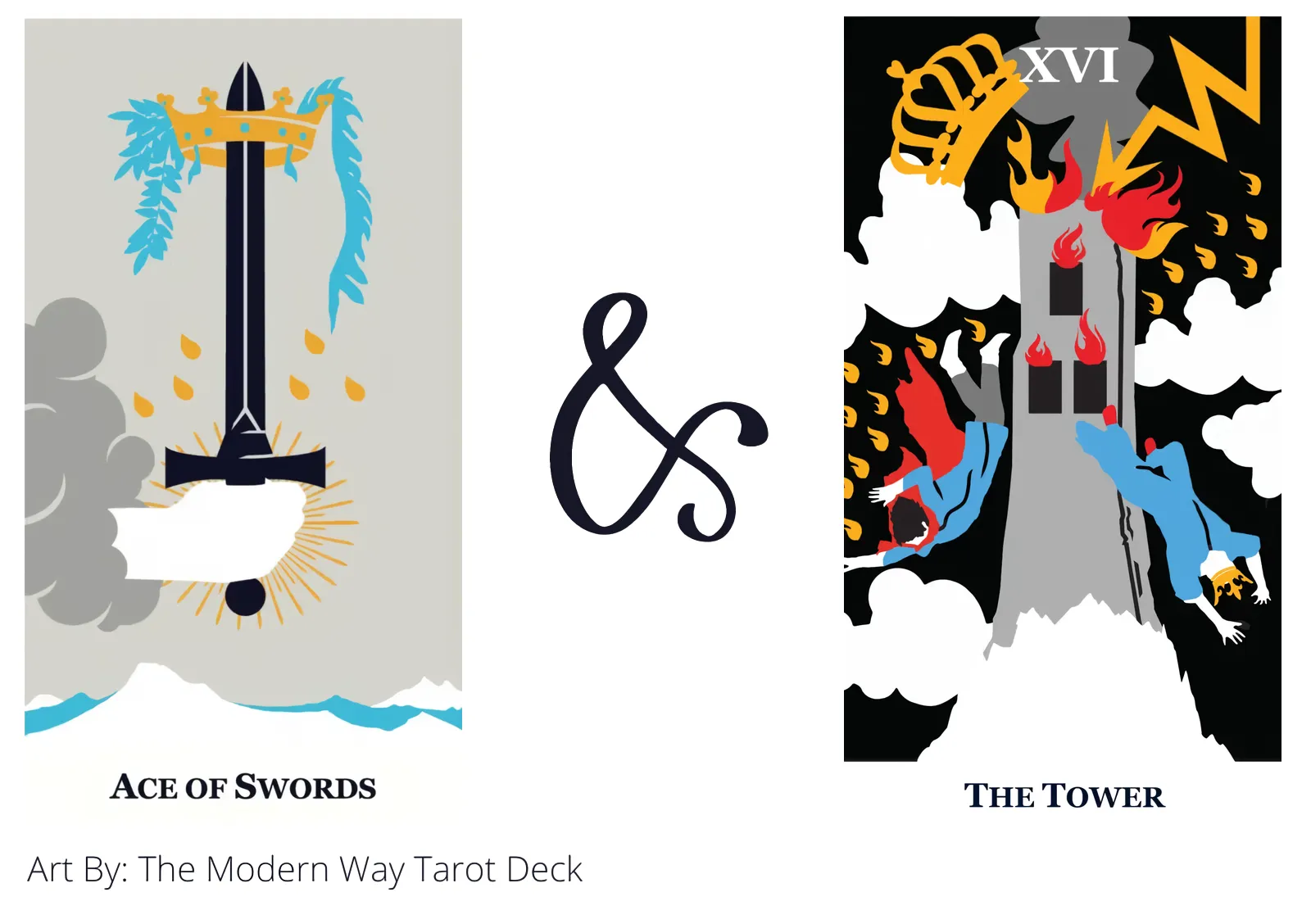 ace of swords and the tower tarot cards together