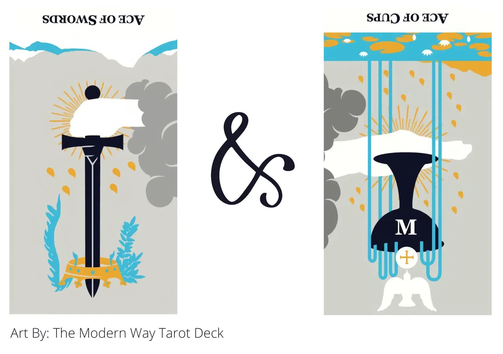 ace of swords reversed and ace of cups reversed tarot cards together
