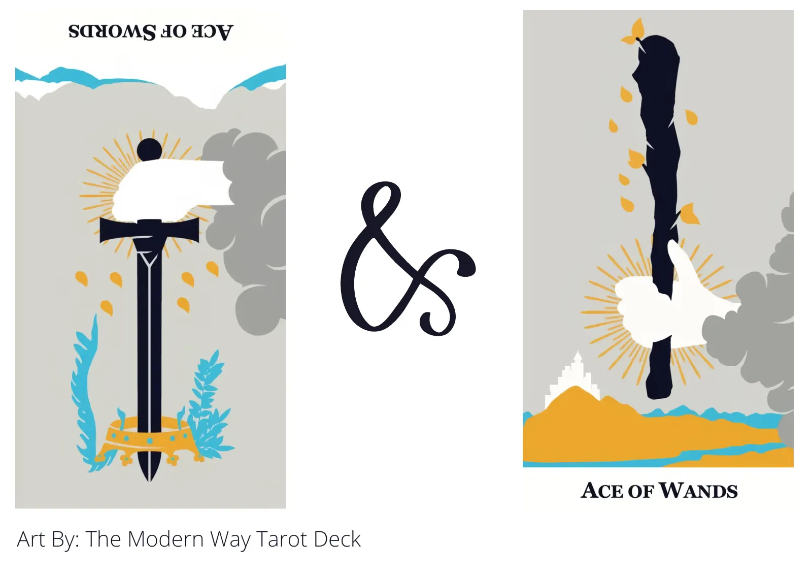 ace of swords reversed and ace of wands tarot cards together