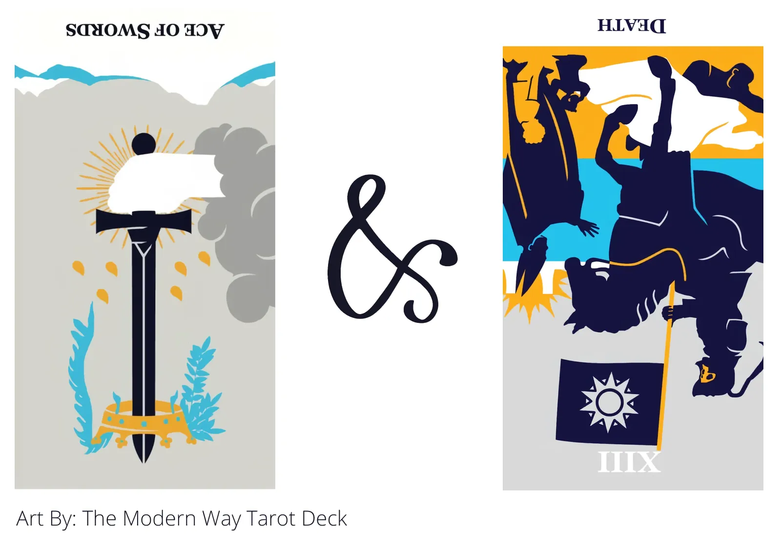 ace of swords reversed and death reversed tarot cards together