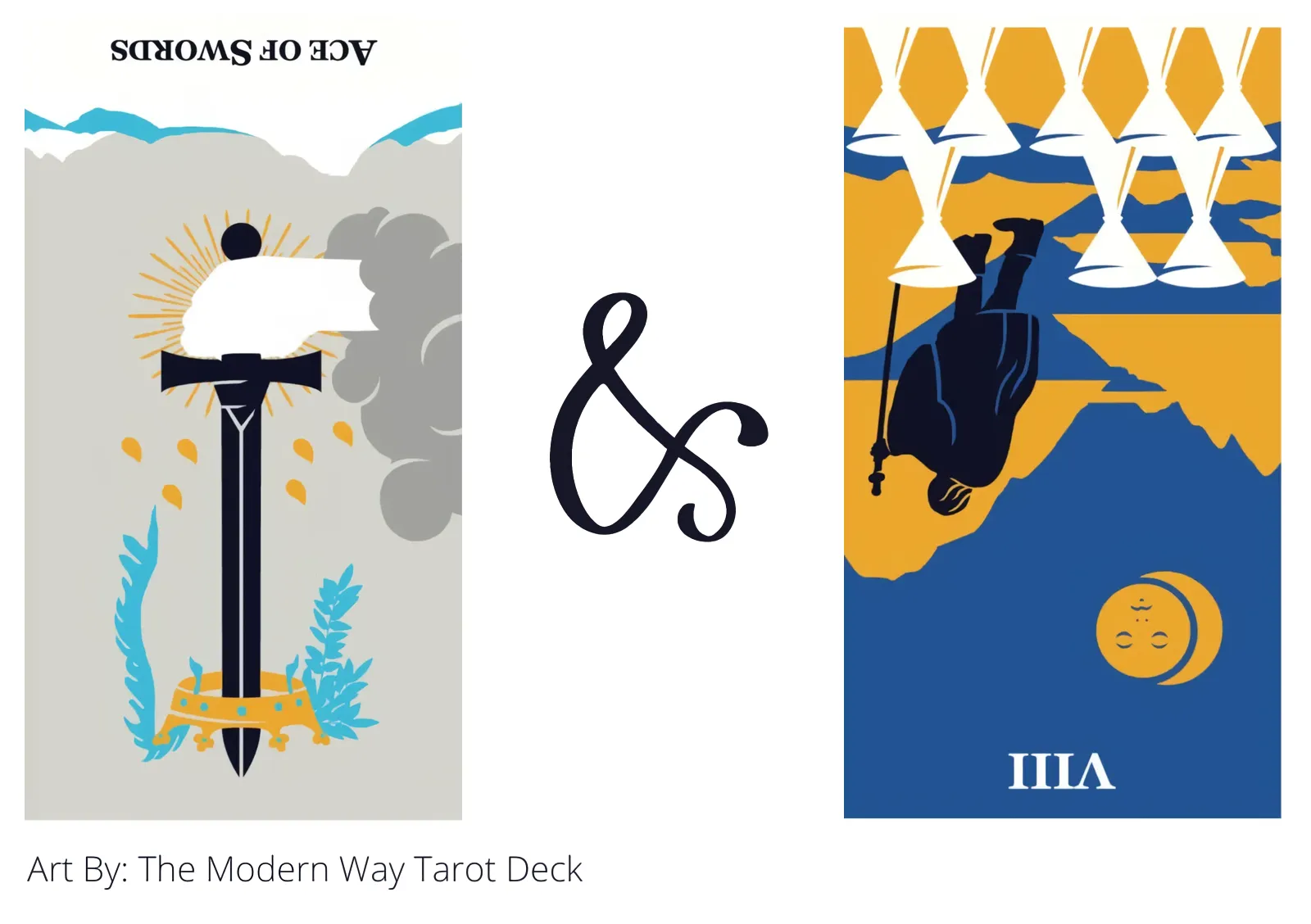 ace of swords reversed and eight of cups reversed tarot cards together