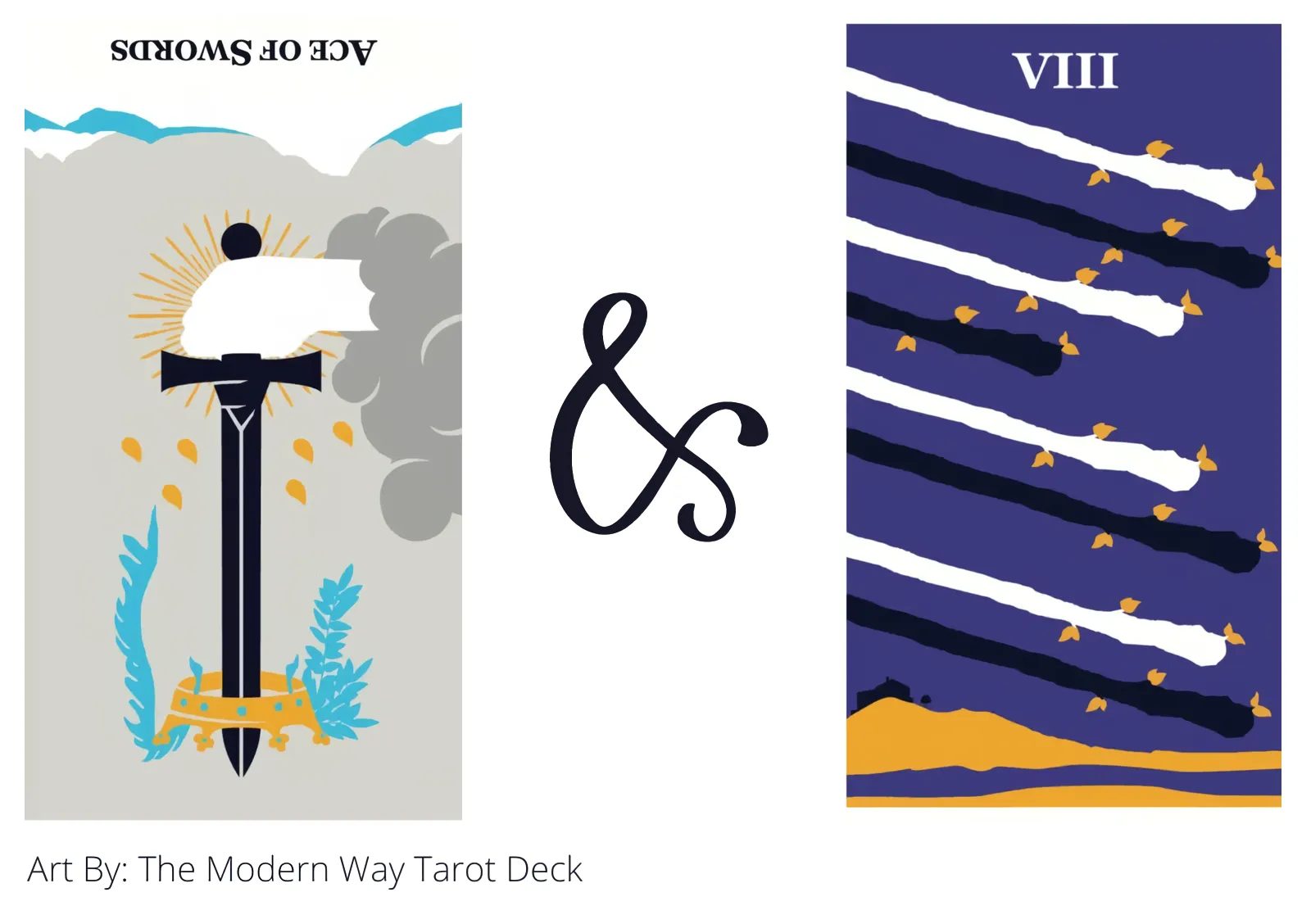 ace of swords reversed and eight of wands tarot cards together