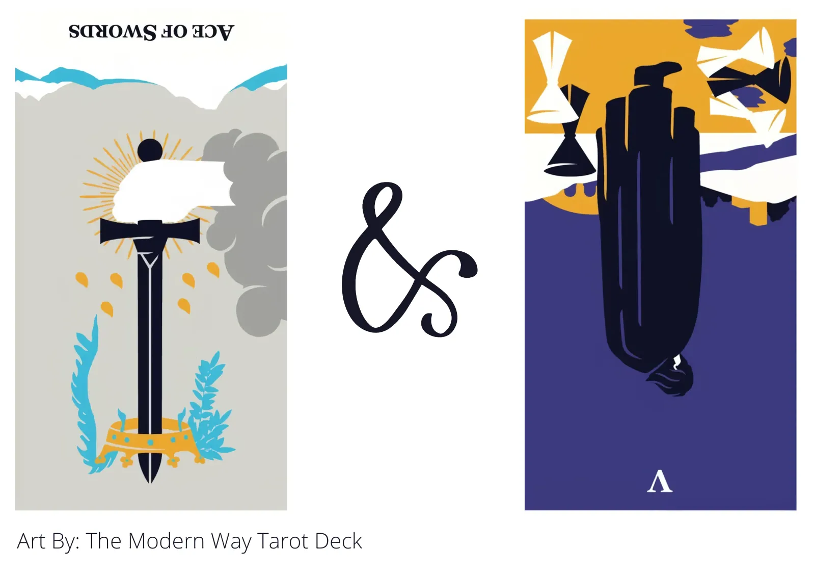 ace of swords reversed and five of cups reversed tarot cards together