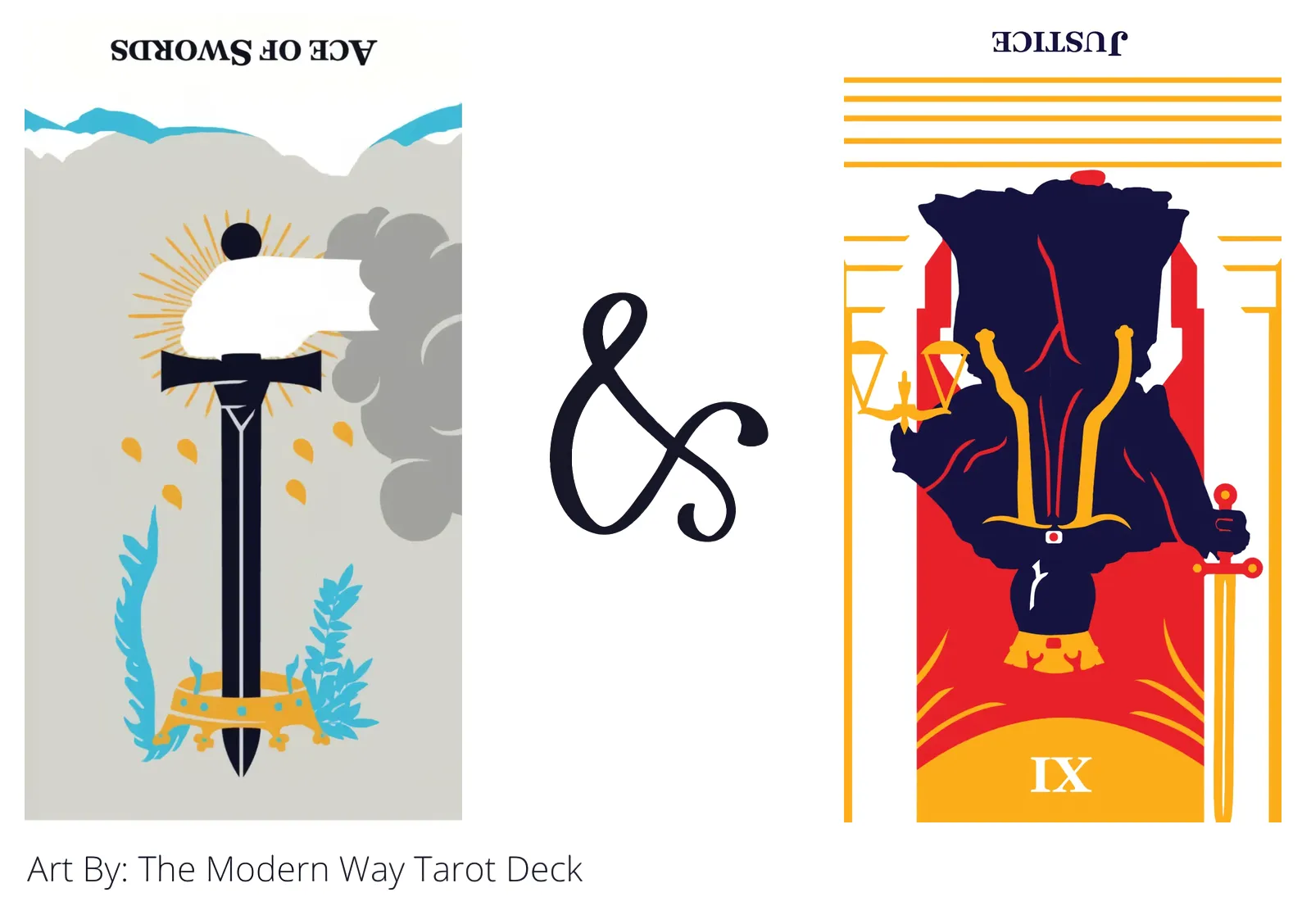 ace of swords reversed and justice reversed tarot cards together