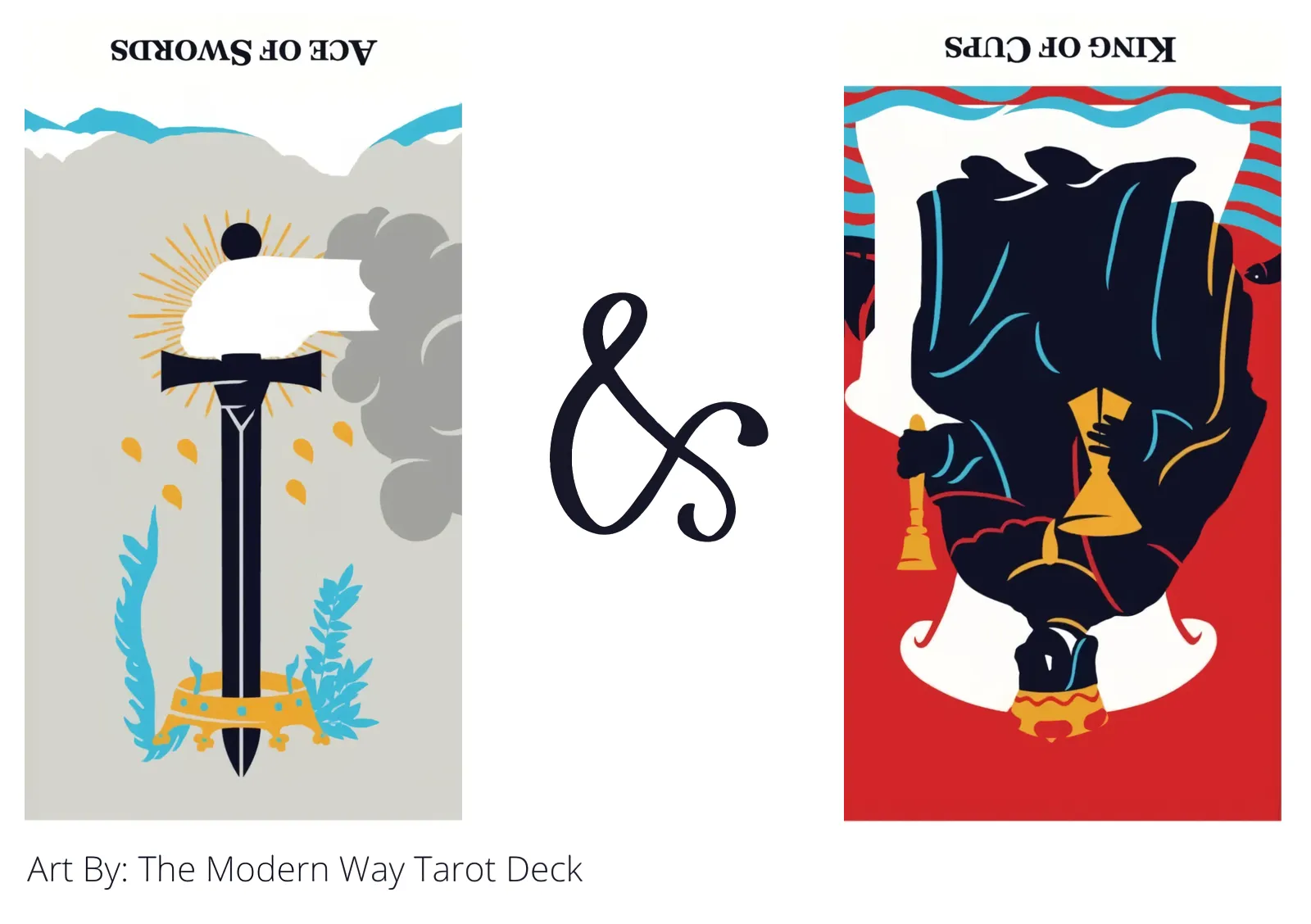 ace of swords reversed and king of cups reversed tarot cards together