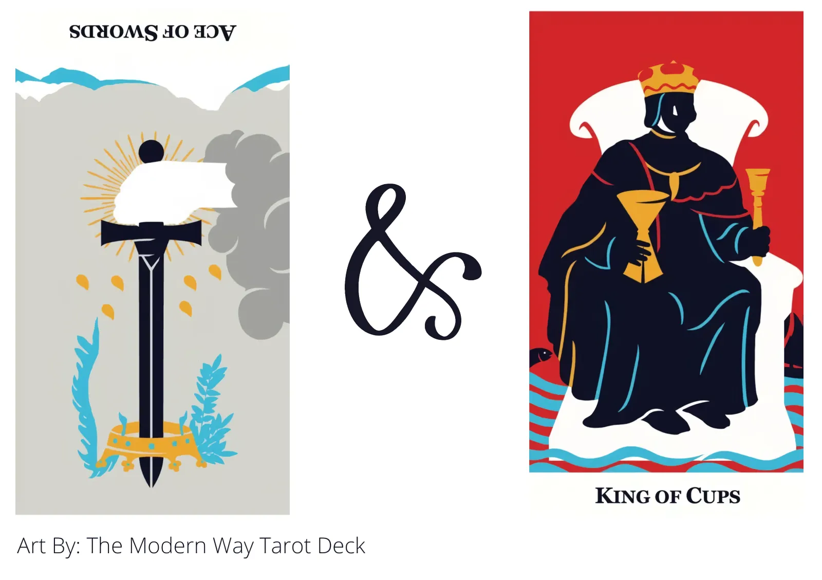 ace of swords reversed and king of cups tarot cards together