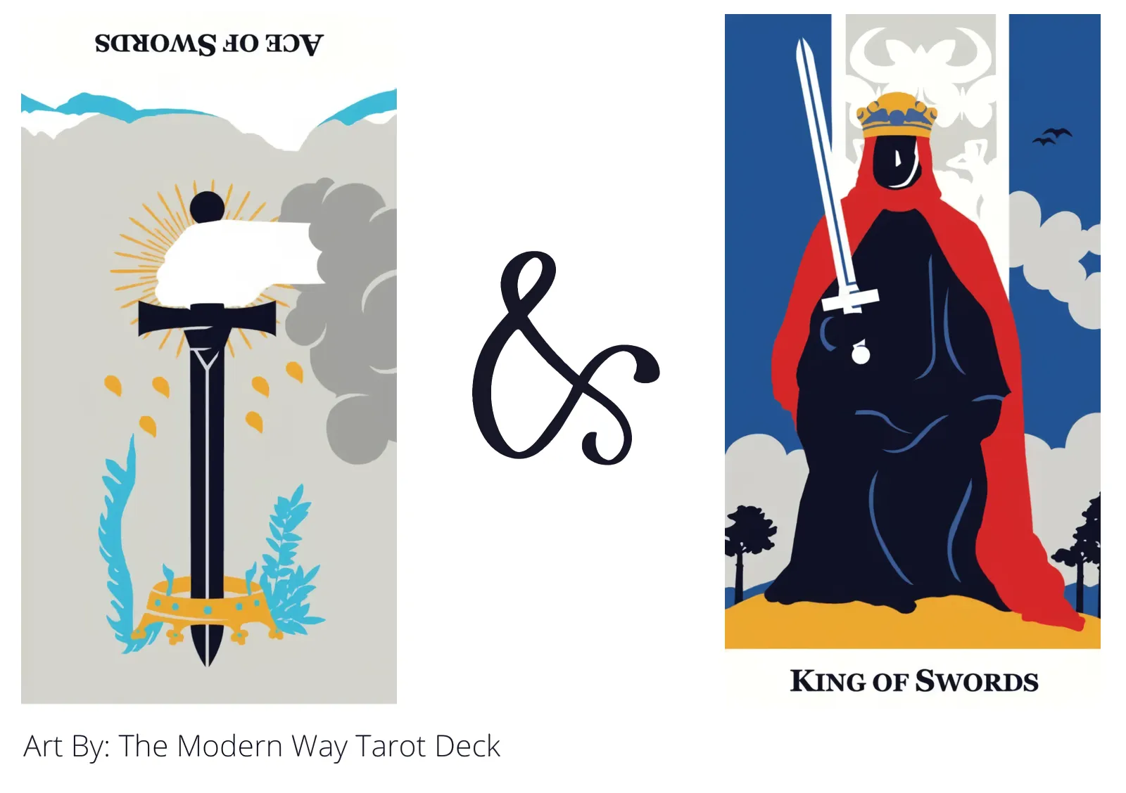 ace of swords reversed and king of swords tarot cards together