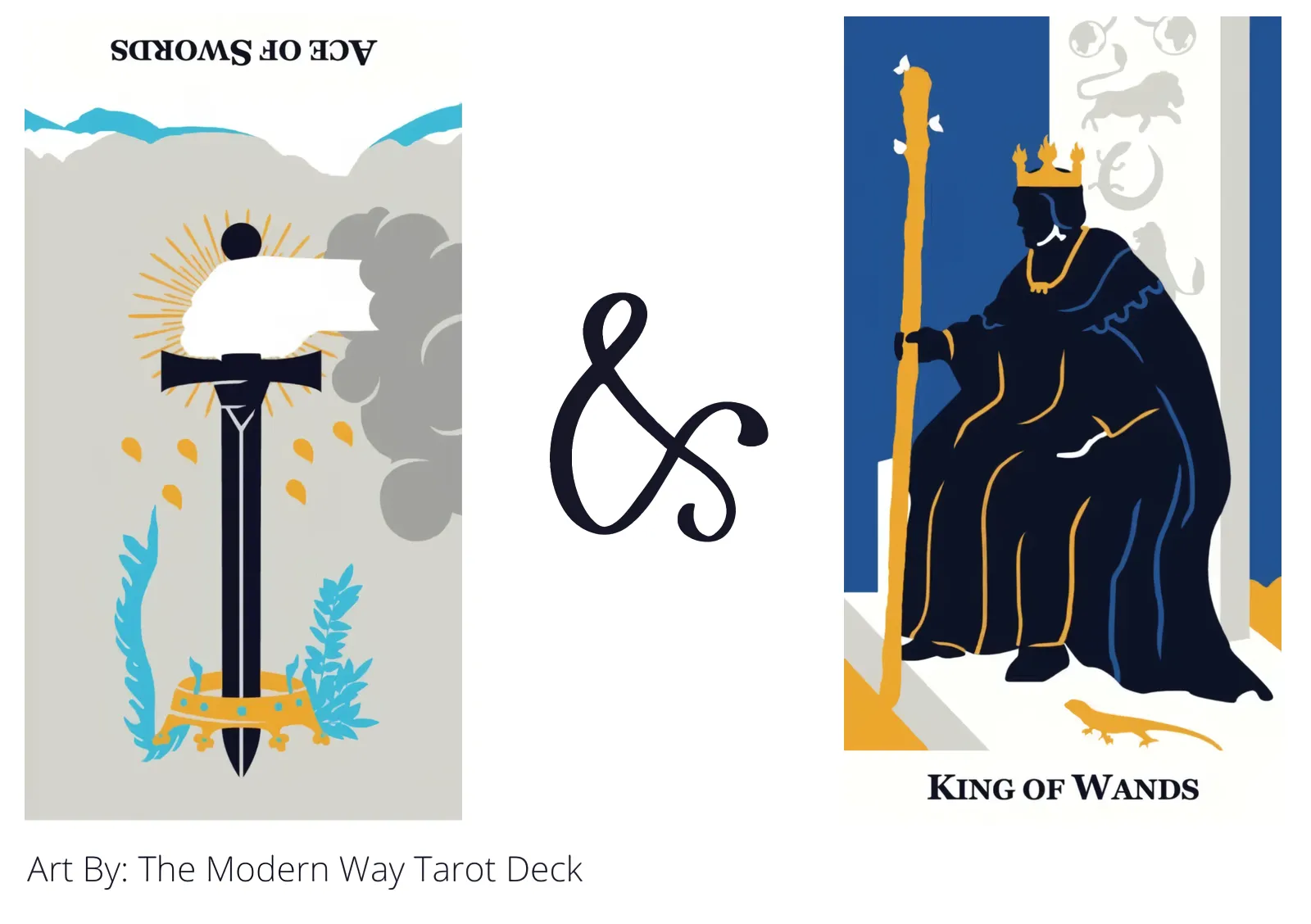 ace of swords reversed and king of wands tarot cards together