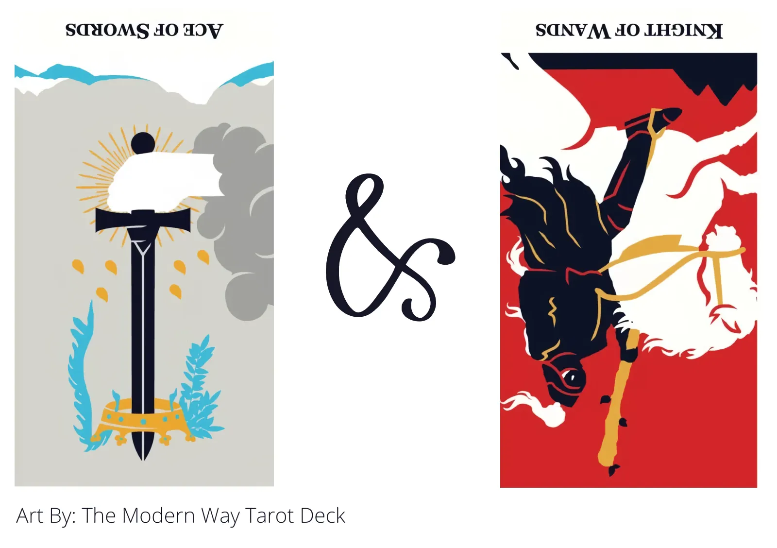 ace of swords reversed and knight of wands reversed tarot cards together