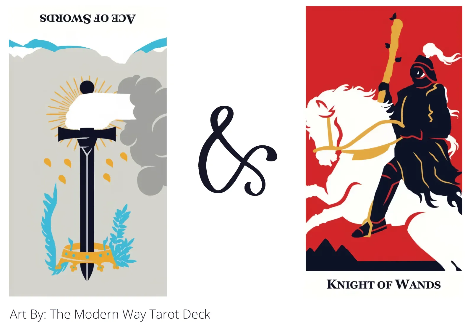 ace of swords reversed and knight of wands tarot cards together