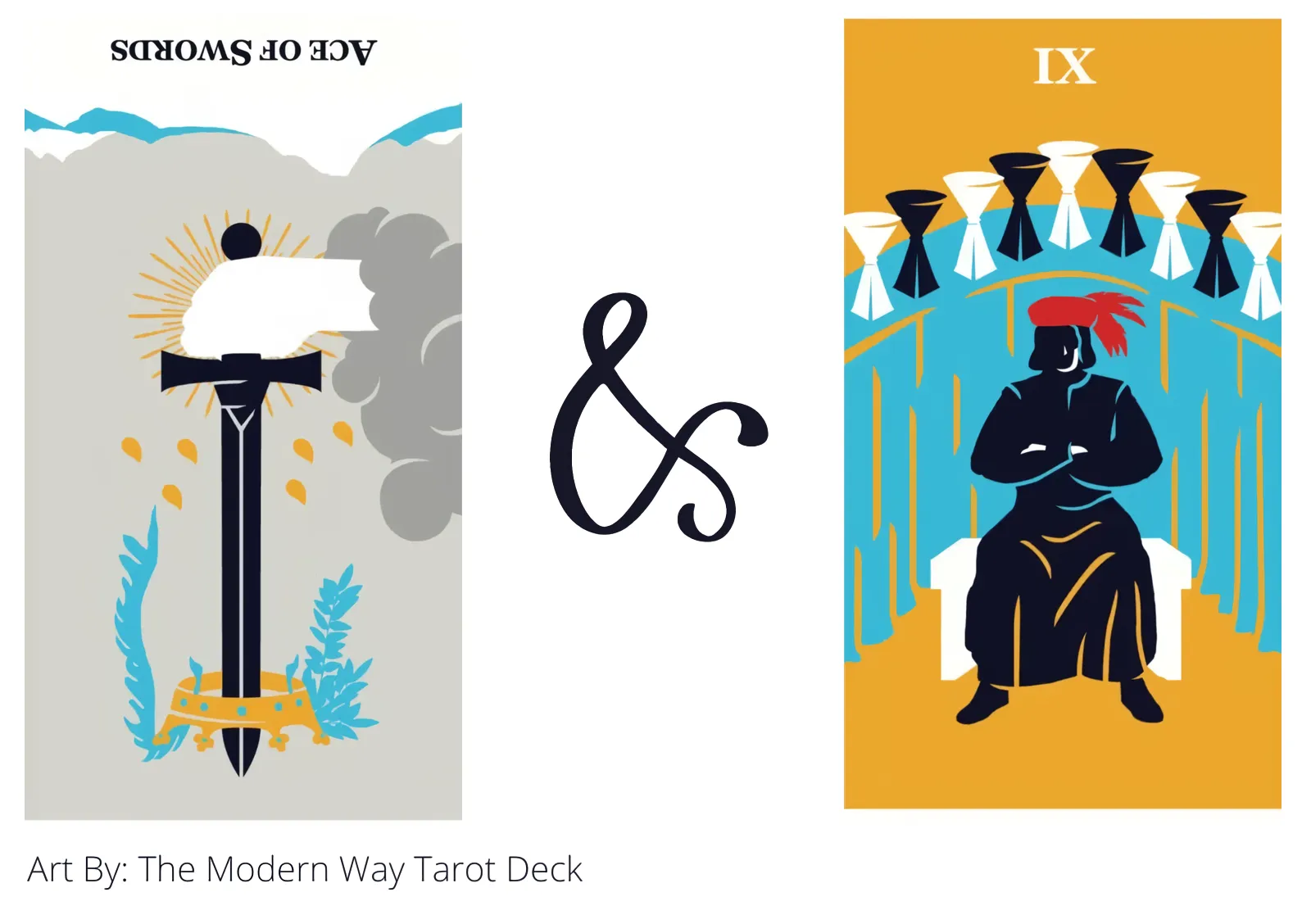 ace of swords reversed and nine of cups tarot cards together