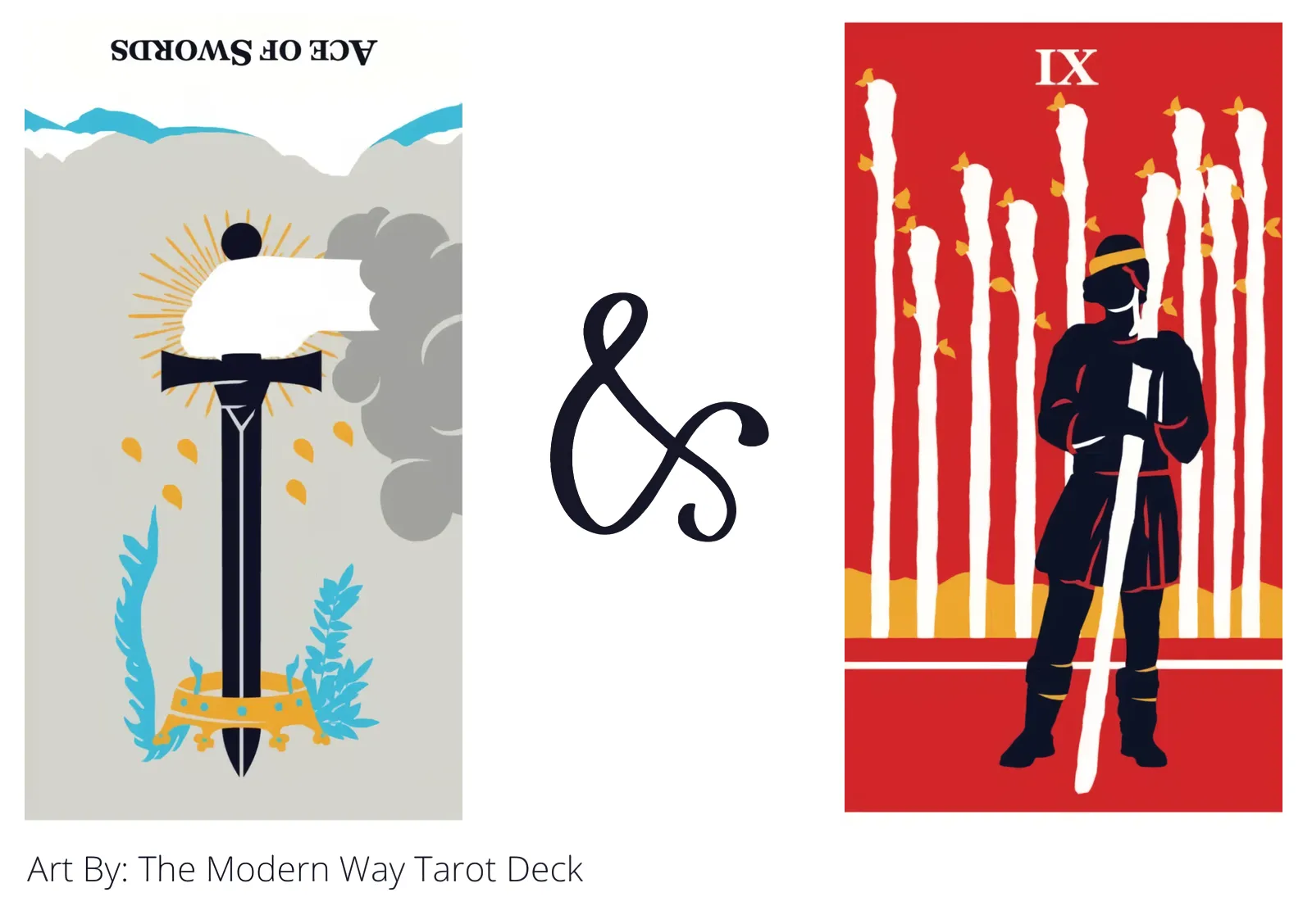 ace of swords reversed and nine of wands tarot cards together