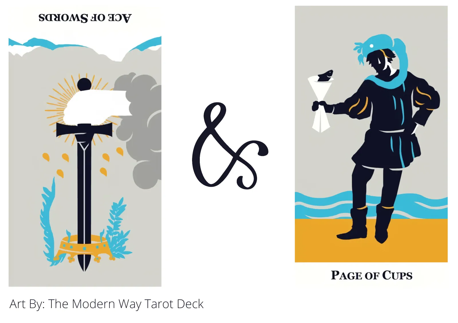 ace of swords reversed and page of cups tarot cards together