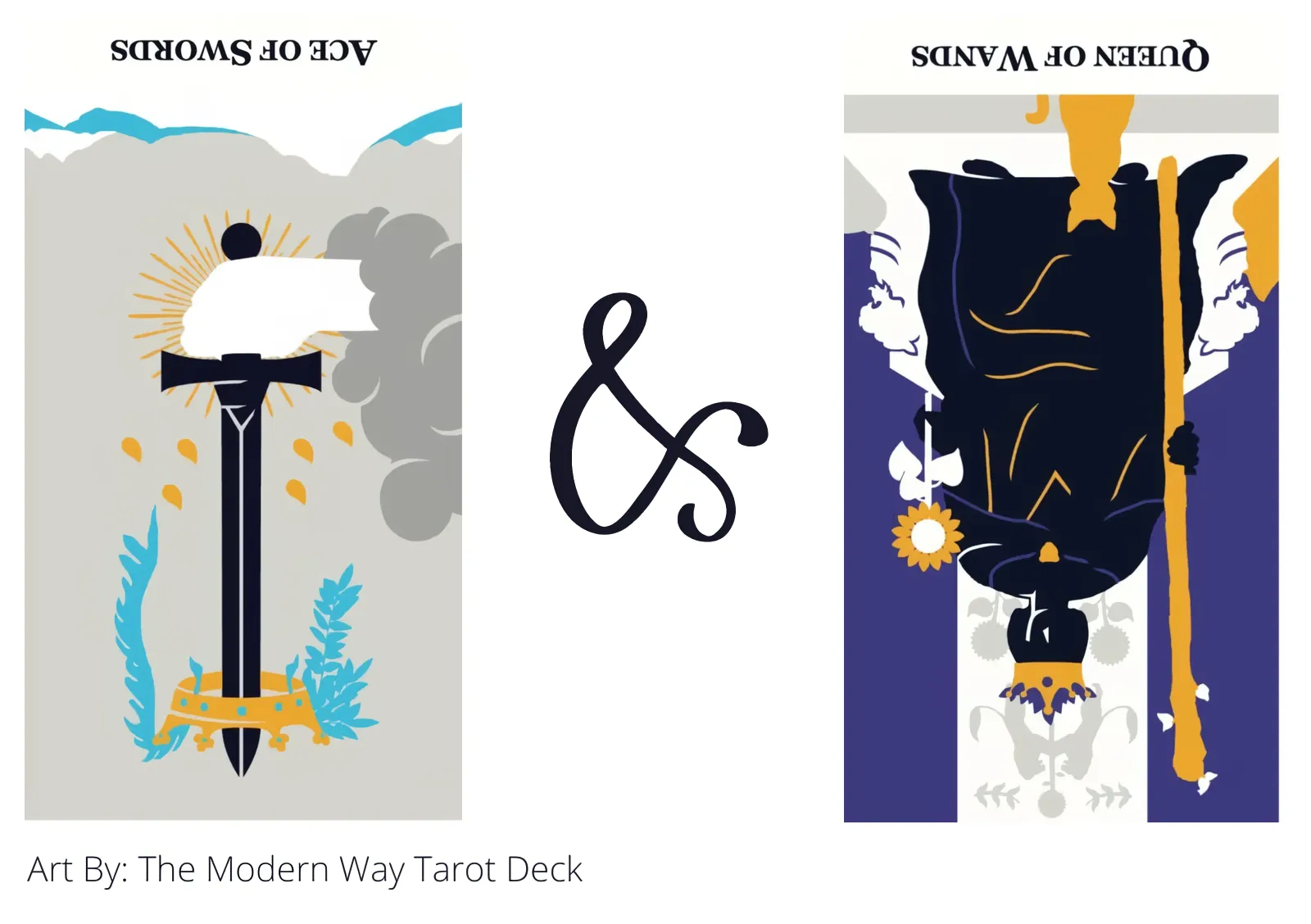 ace of swords reversed and queen of wands reversed tarot cards together