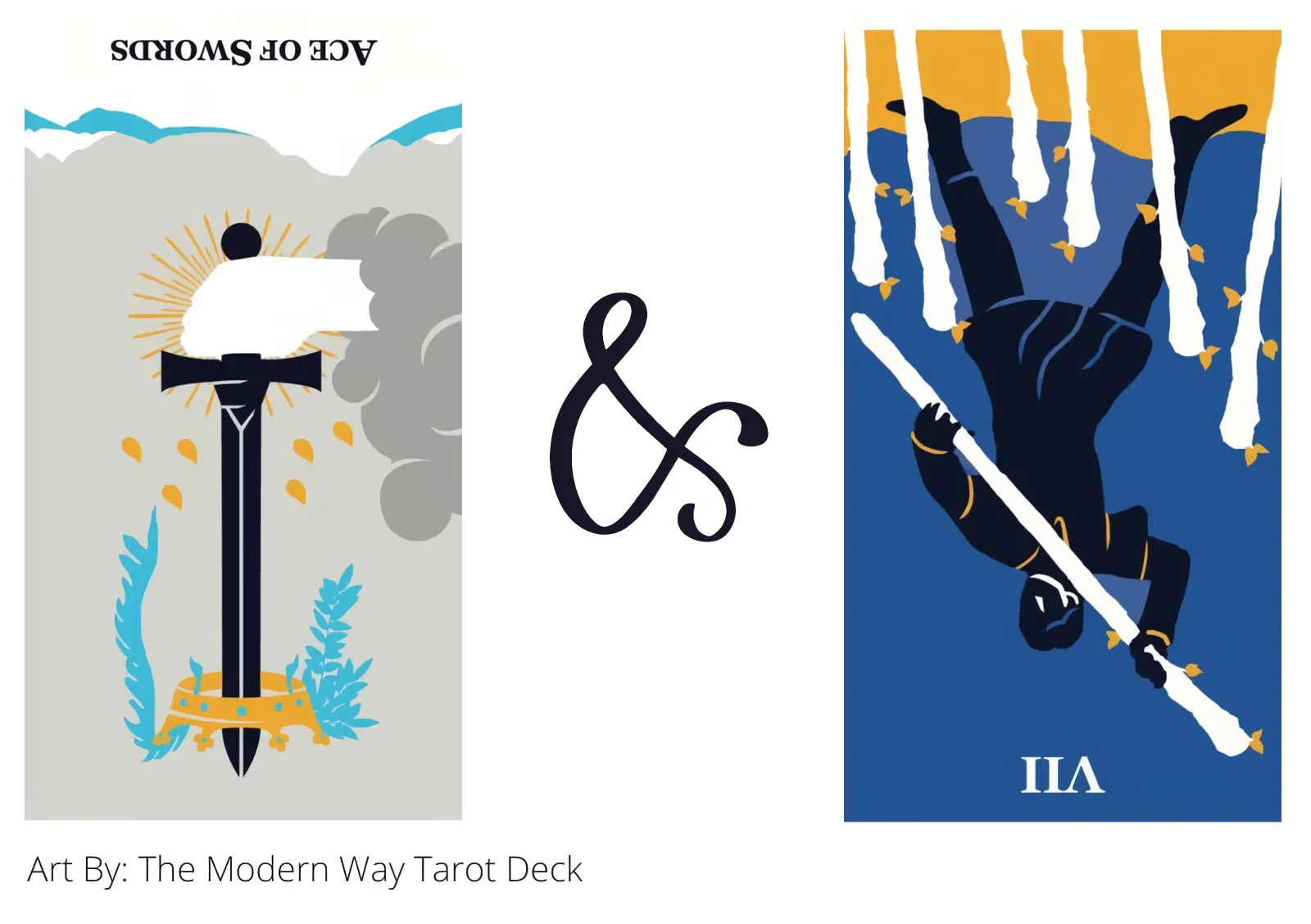 ace of swords reversed and seven of wands reversed tarot cards together