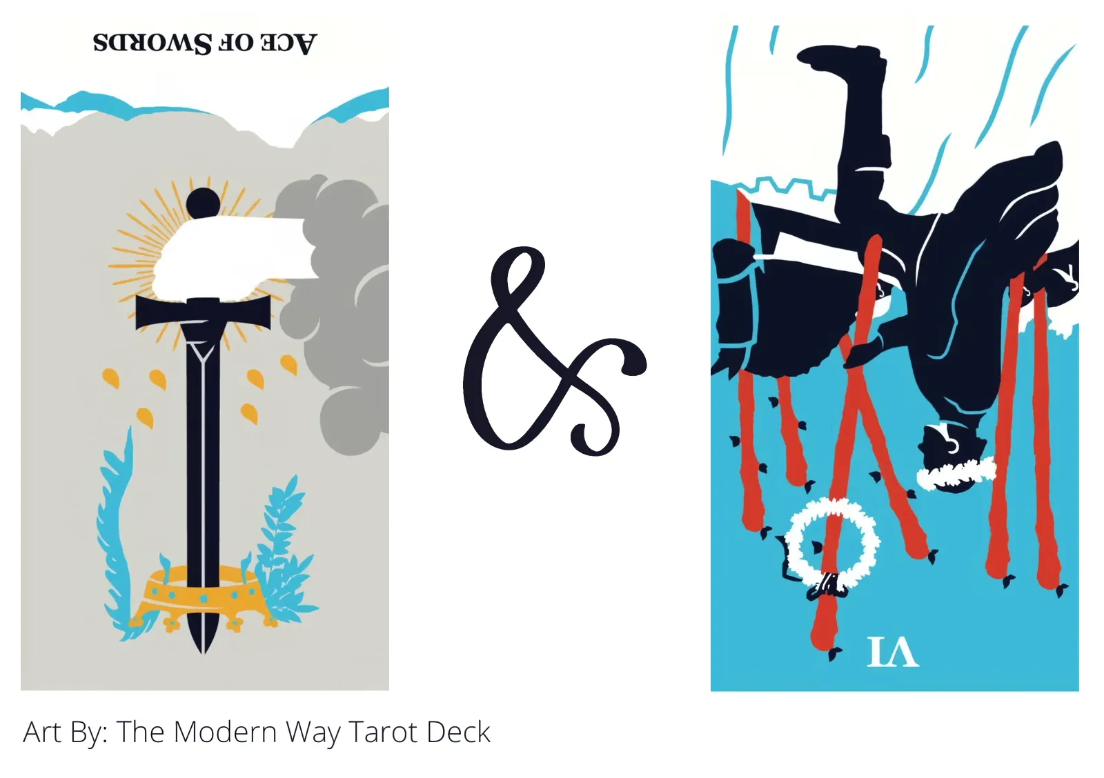 ace of swords reversed and six of wands reversed tarot cards together
