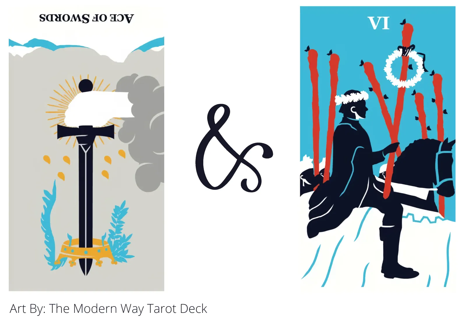 ace of swords reversed and six of wands tarot cards together