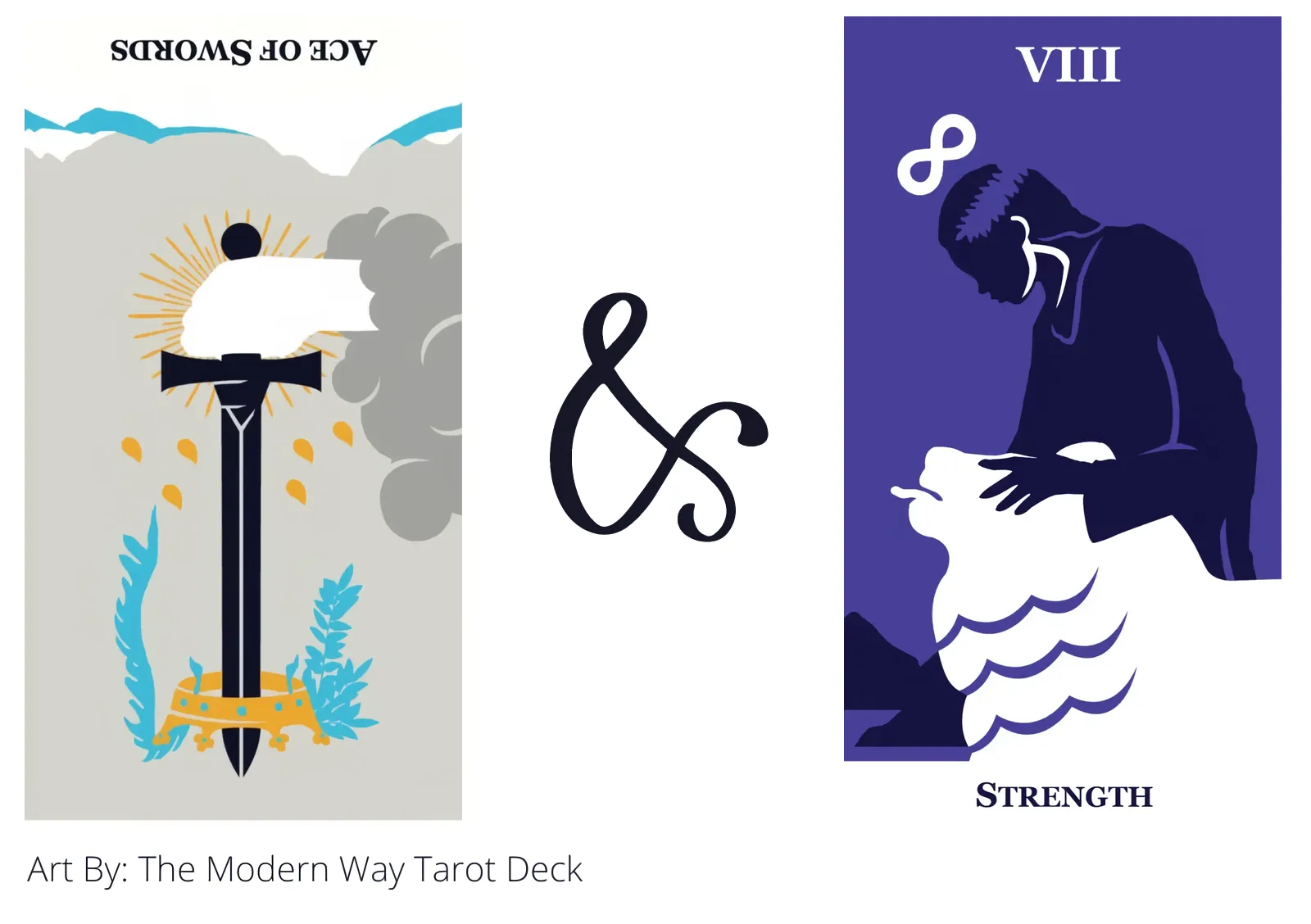 ace of swords reversed and strength tarot cards together