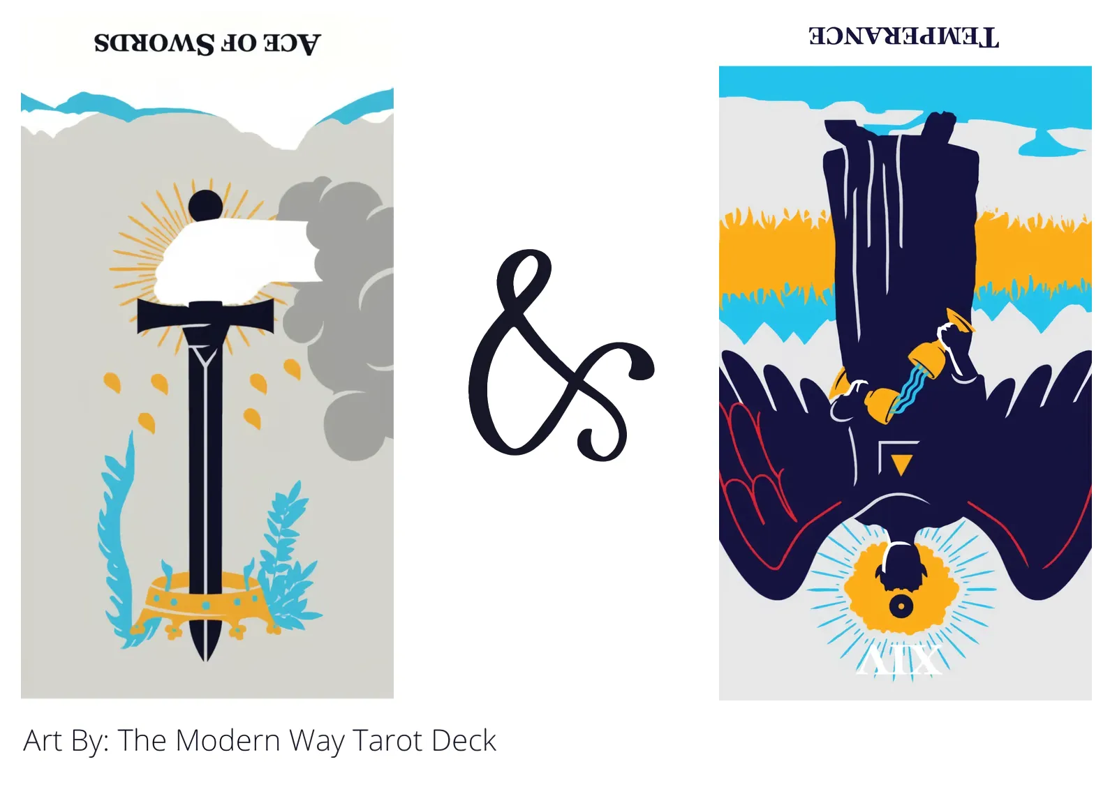 ace of swords reversed and temperance reversed tarot cards together
